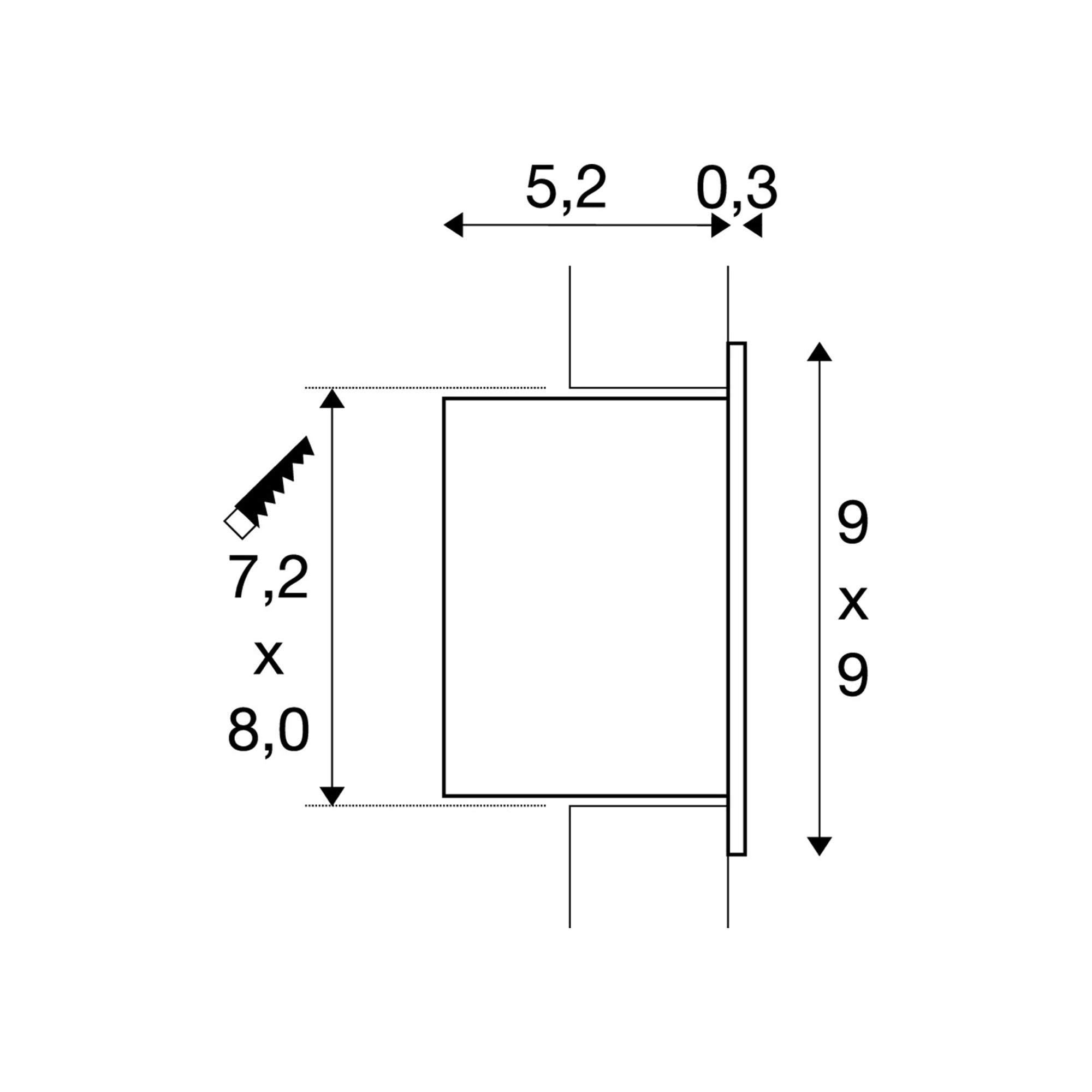 LED ugradbena svjetiljka FRAME CURVE, zidna, bijela, 3W, 2700K, IP20
