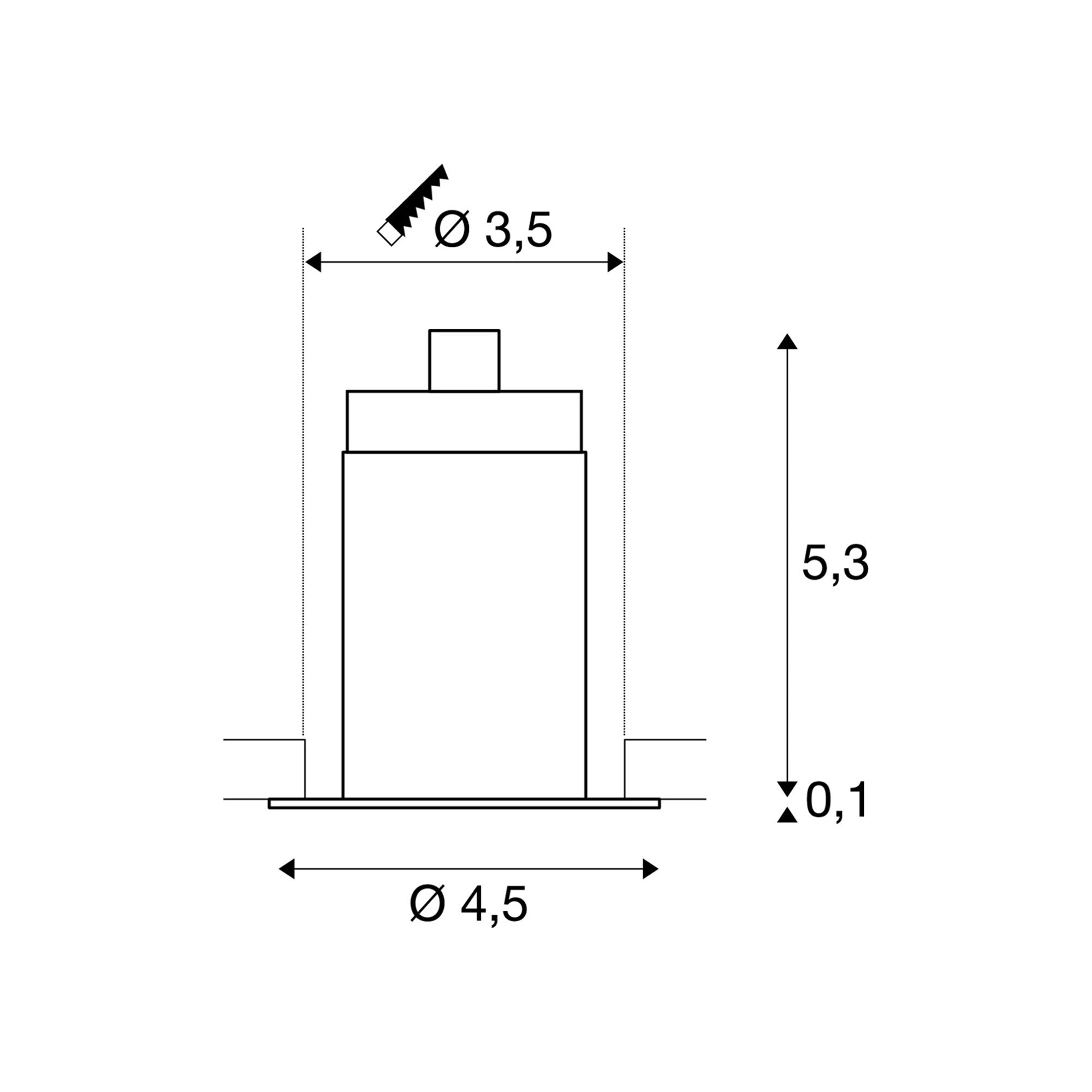 LED ugradbena svjetiljka HORN MINI, stropna, bijela, 1W, 3000K, IP20