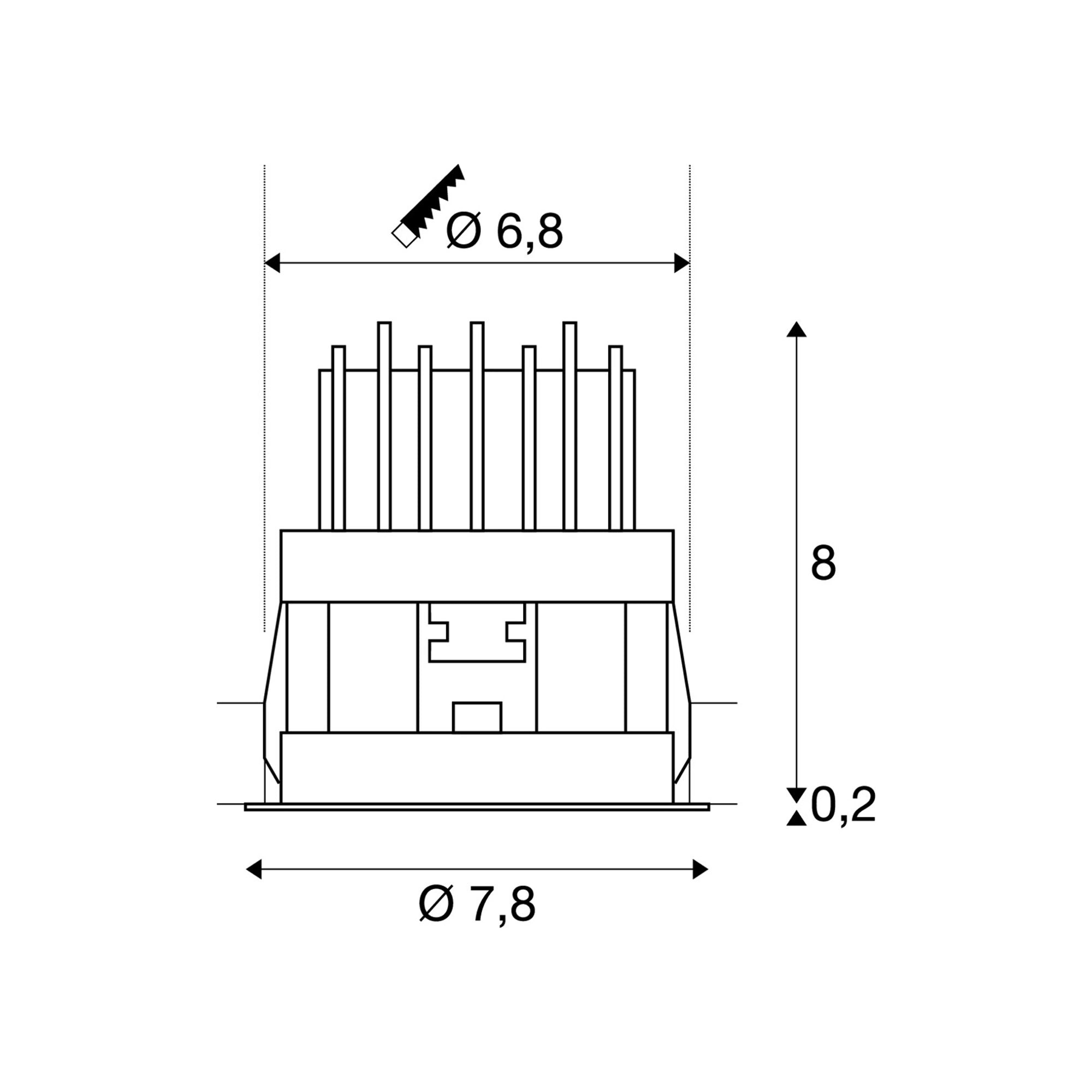 LED ugradbena svjetiljka HORN MAGNA, stropna, crna, 9W, 3000K, IP20