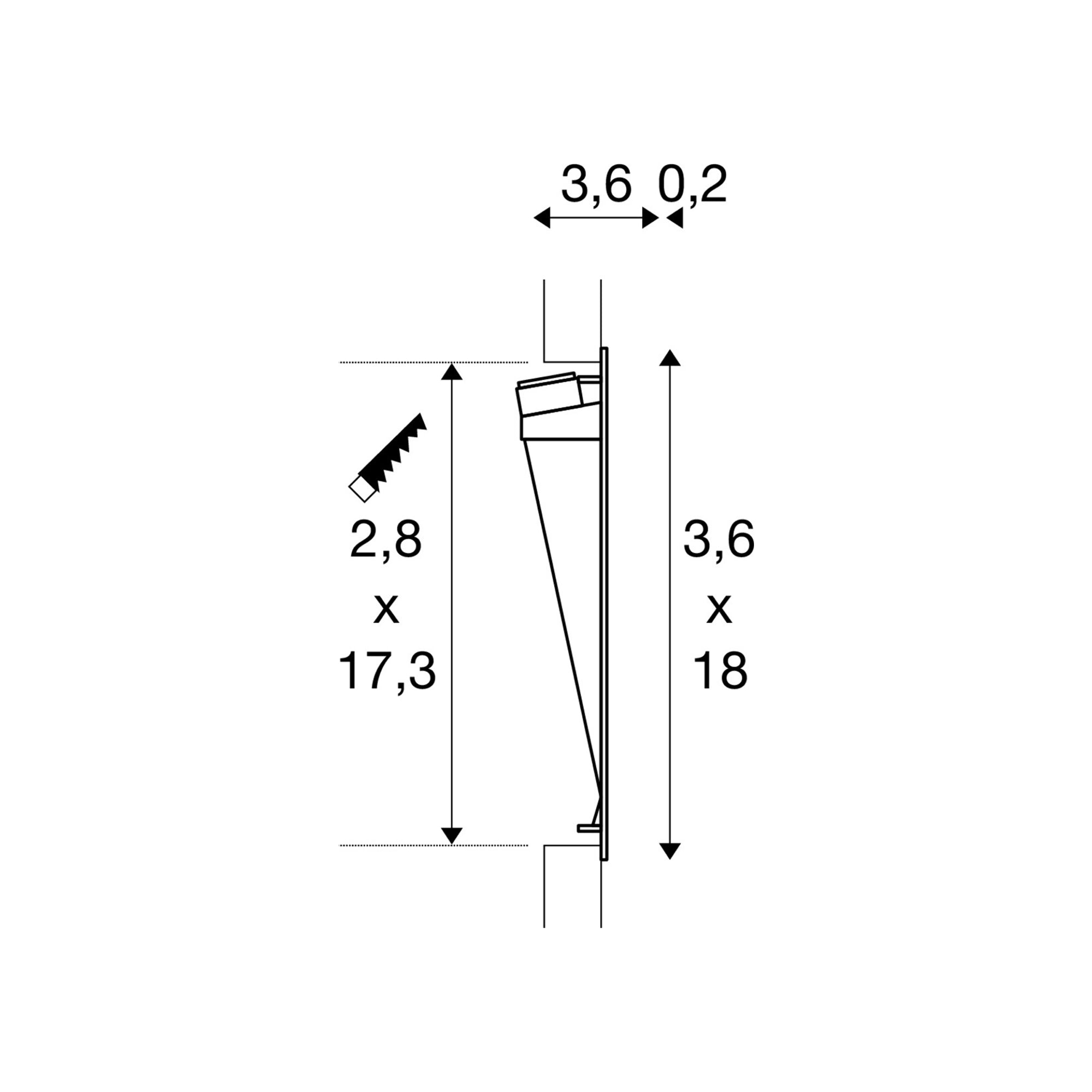 LED ugradbena svjetiljka NOTAPO L, zidna, bijela, 2.2W, 3000K, IP20