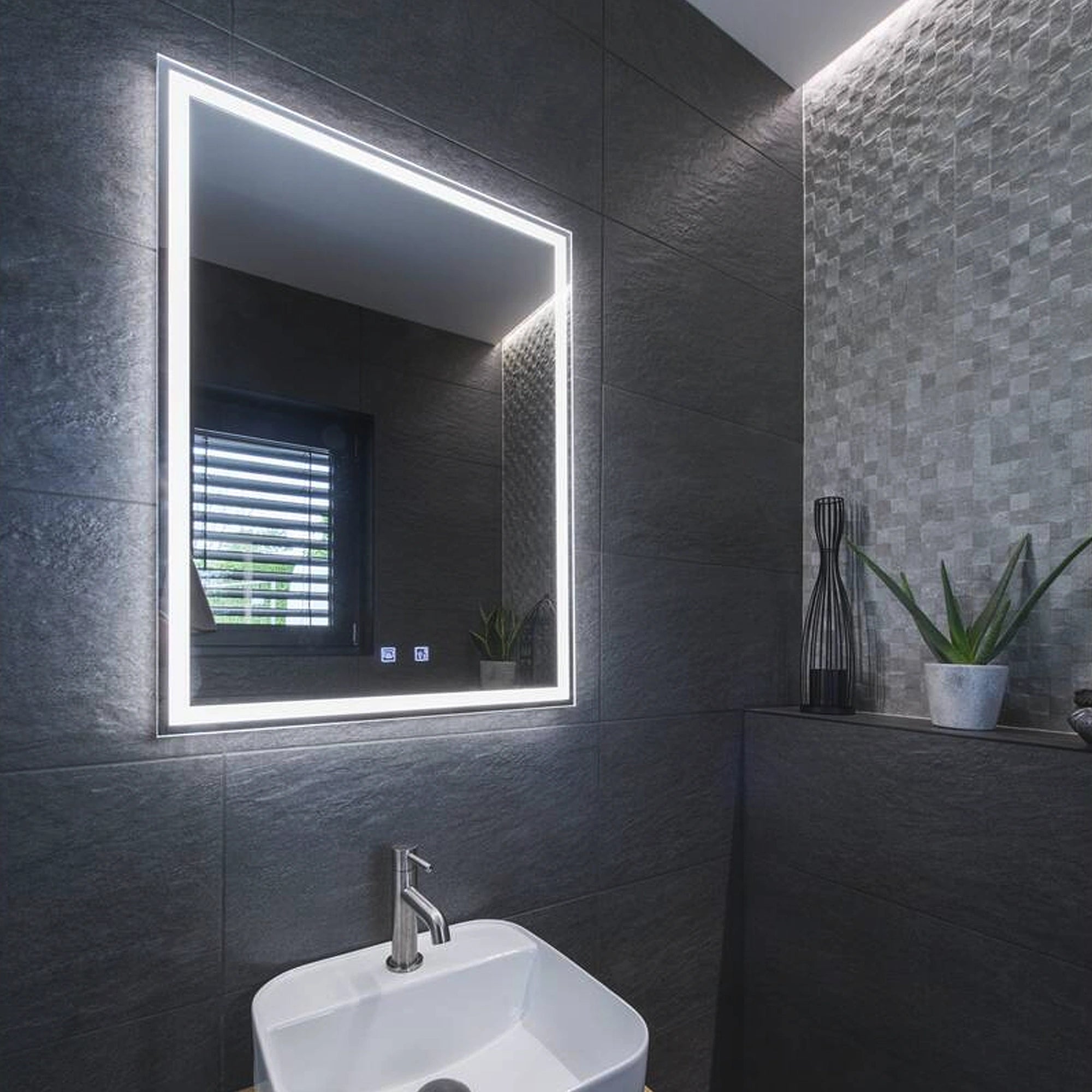 LED ogledalo TRUKKO, kvadratno, prozirno/mliječno, 25W, CCT, IP44