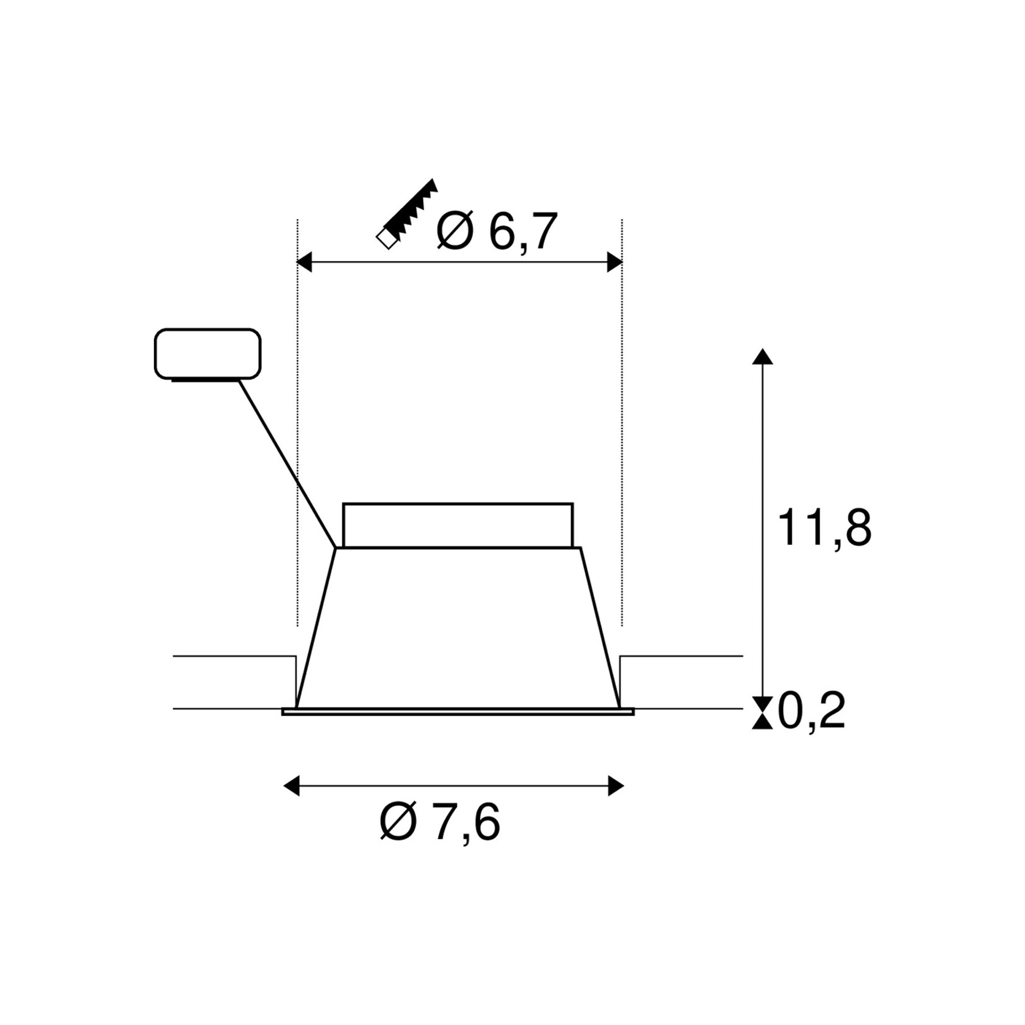 Ugradbena svjetiljka HORN GU10, stropna, crna, 1xGU10, IP20/IP44