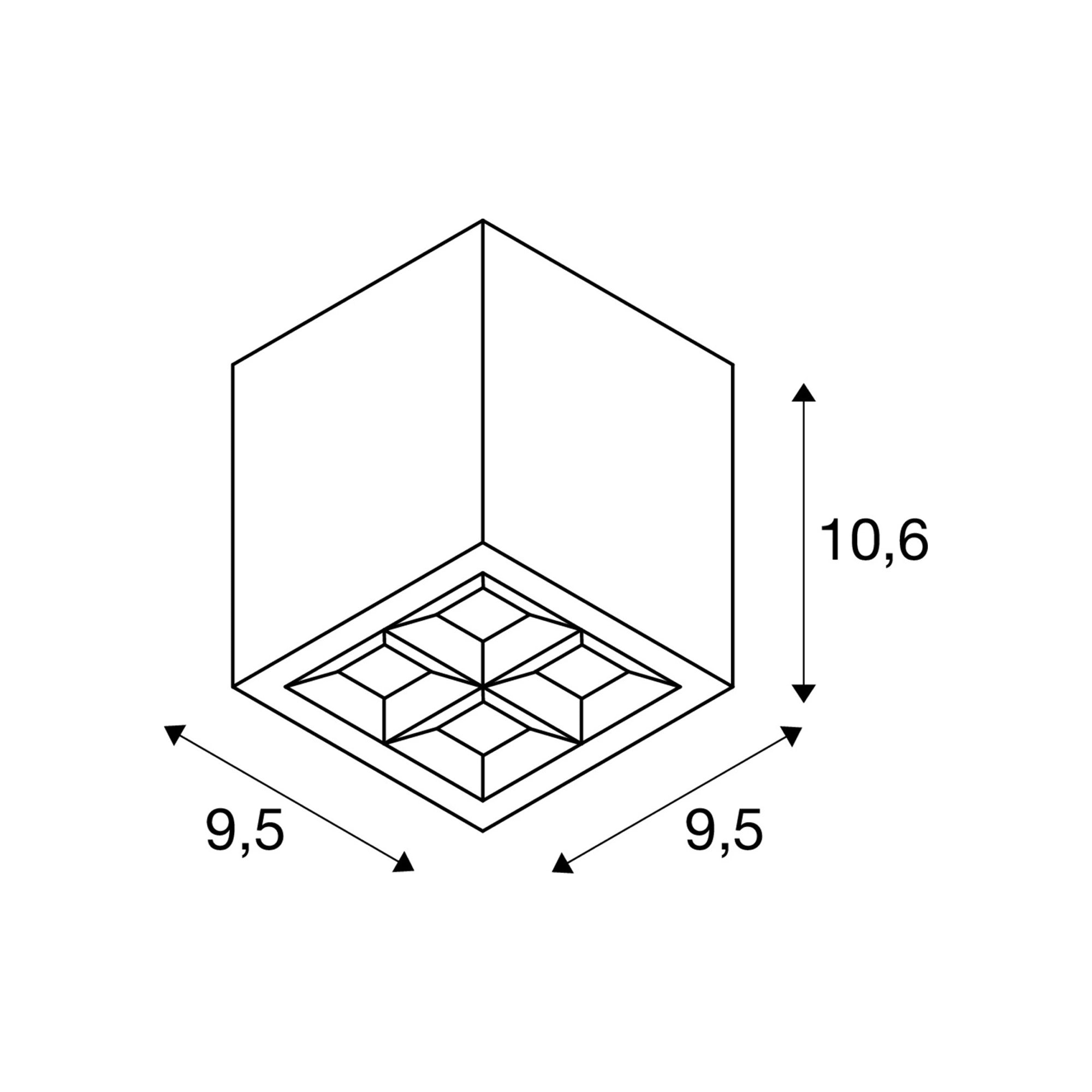LED stropna svjetiljka CUBE, antracit, 15W, 2700/3000K, IP65