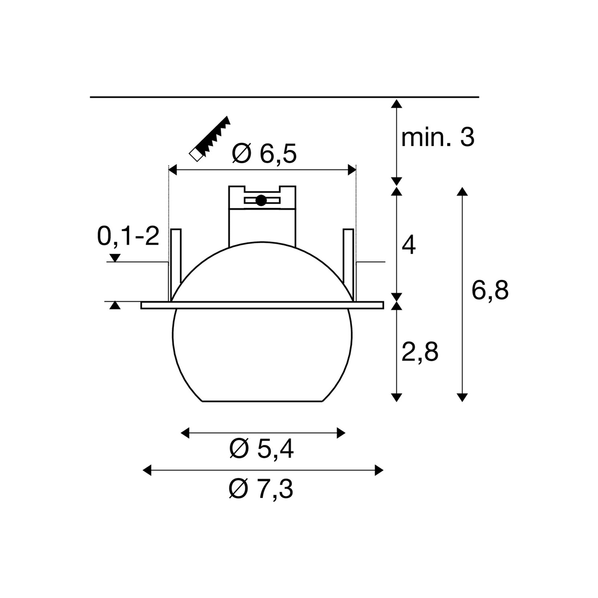 LED ugradbena svjetiljka DYSKO, stropna, crno/zlatna, 6.4W, 2700K, IP20