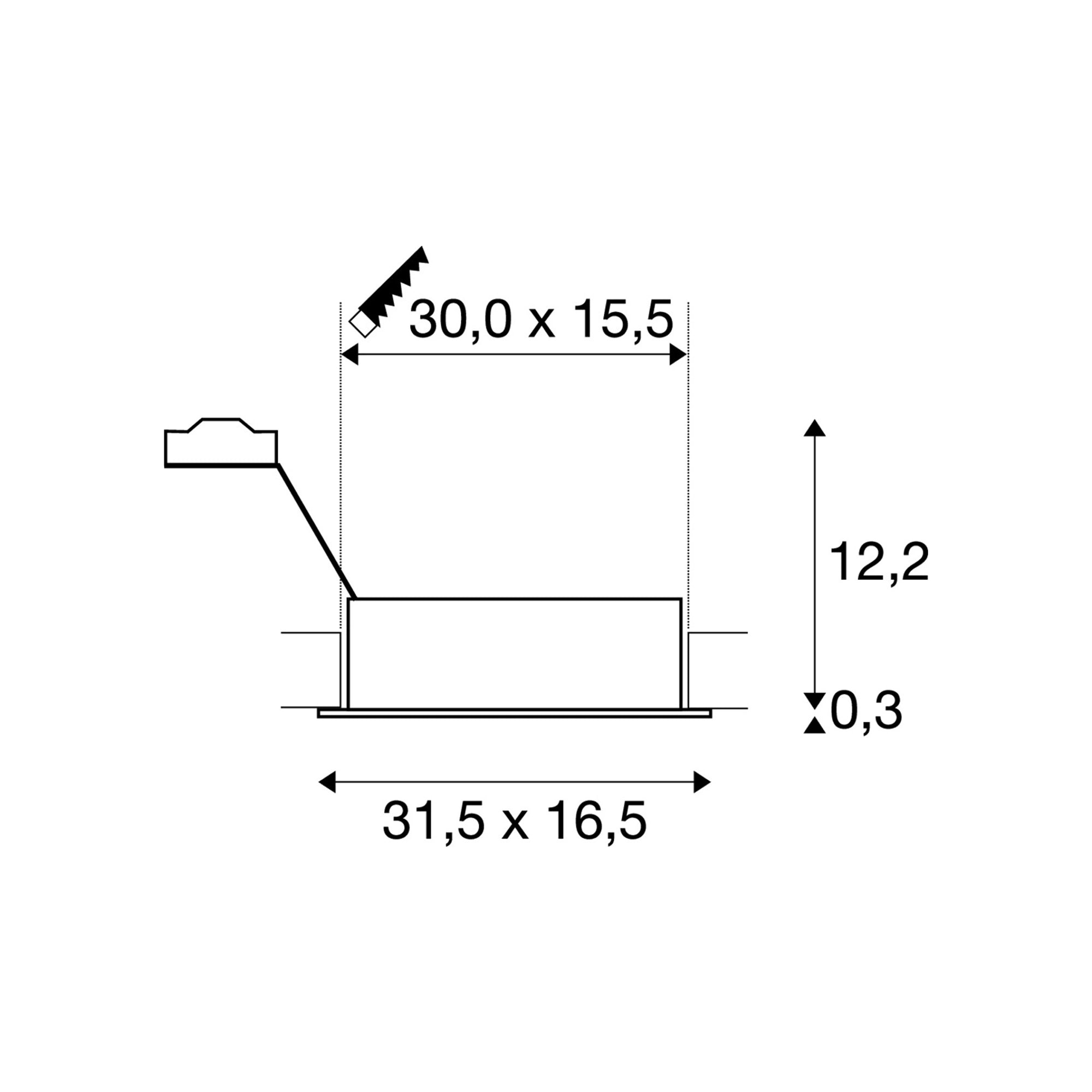Ugradbena svjetiljka NEW TRIA 300, stropna, bijela, 2xGU10, IP20
