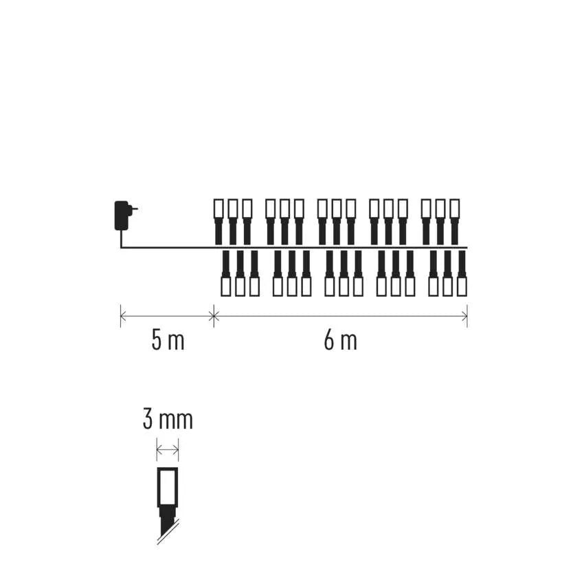 Božićne lampice, LED, jež, toplo bijela, timer, IP44, 6m