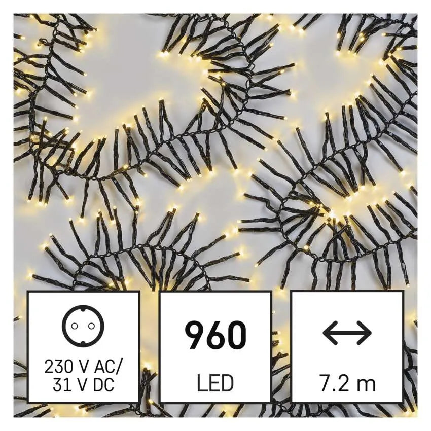 Božićne lampice, LED, jež, toplo bijela, 8 načina rada, timer, IP44, 7.2m