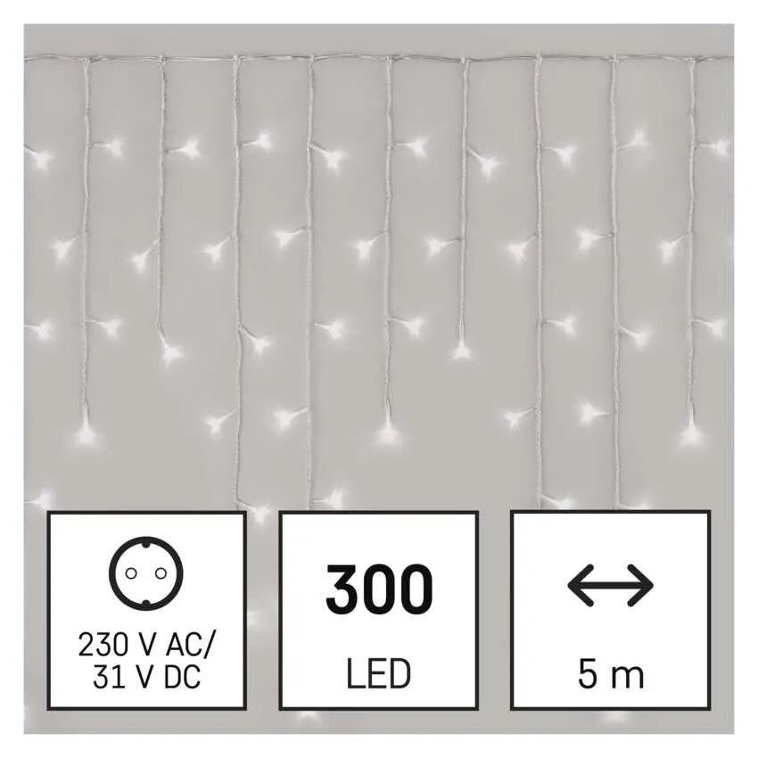 Božićne lampice, LED, ledenice, hladno bijela, daljinski, 8 načina rada, timer, IP44, 5m