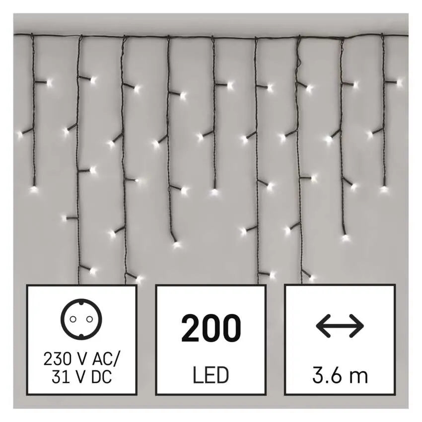Božićne lampice, LED, ledenice, hladno bijela, 8 načina rada, IP44, 3.6m