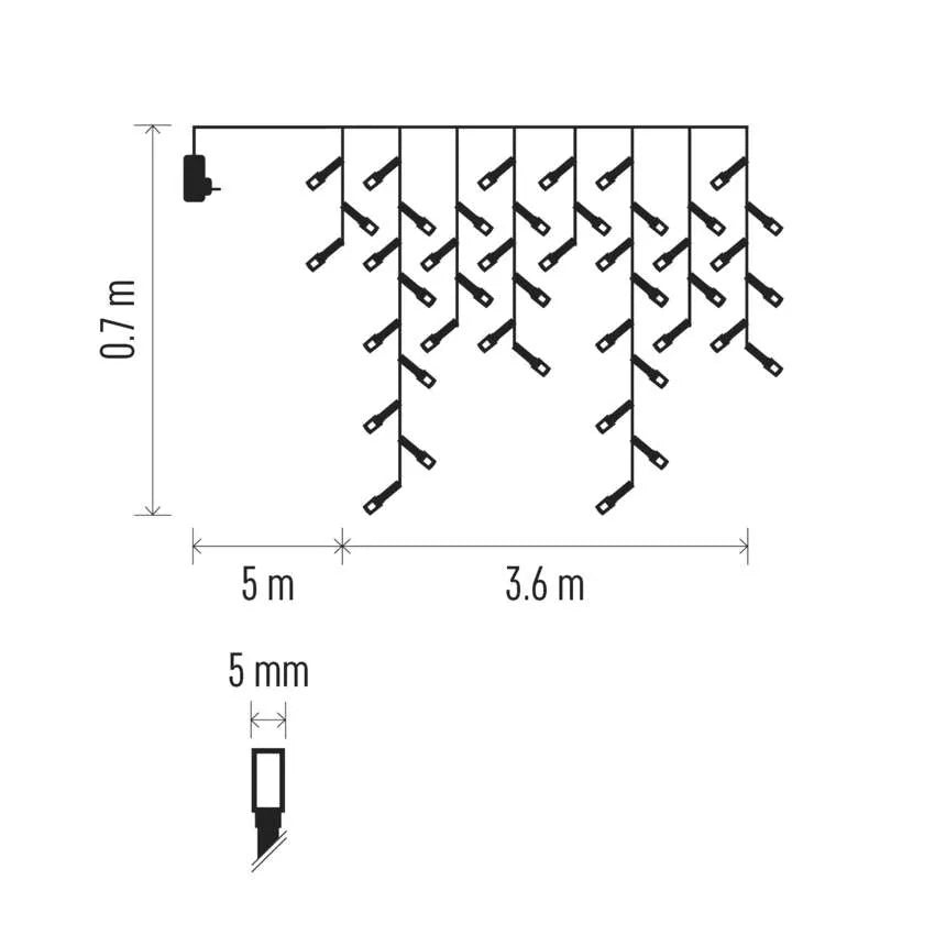 Božićne lampice, LED, ledenice, hladno bijela, 8 načina rada, IP44, 3.6m