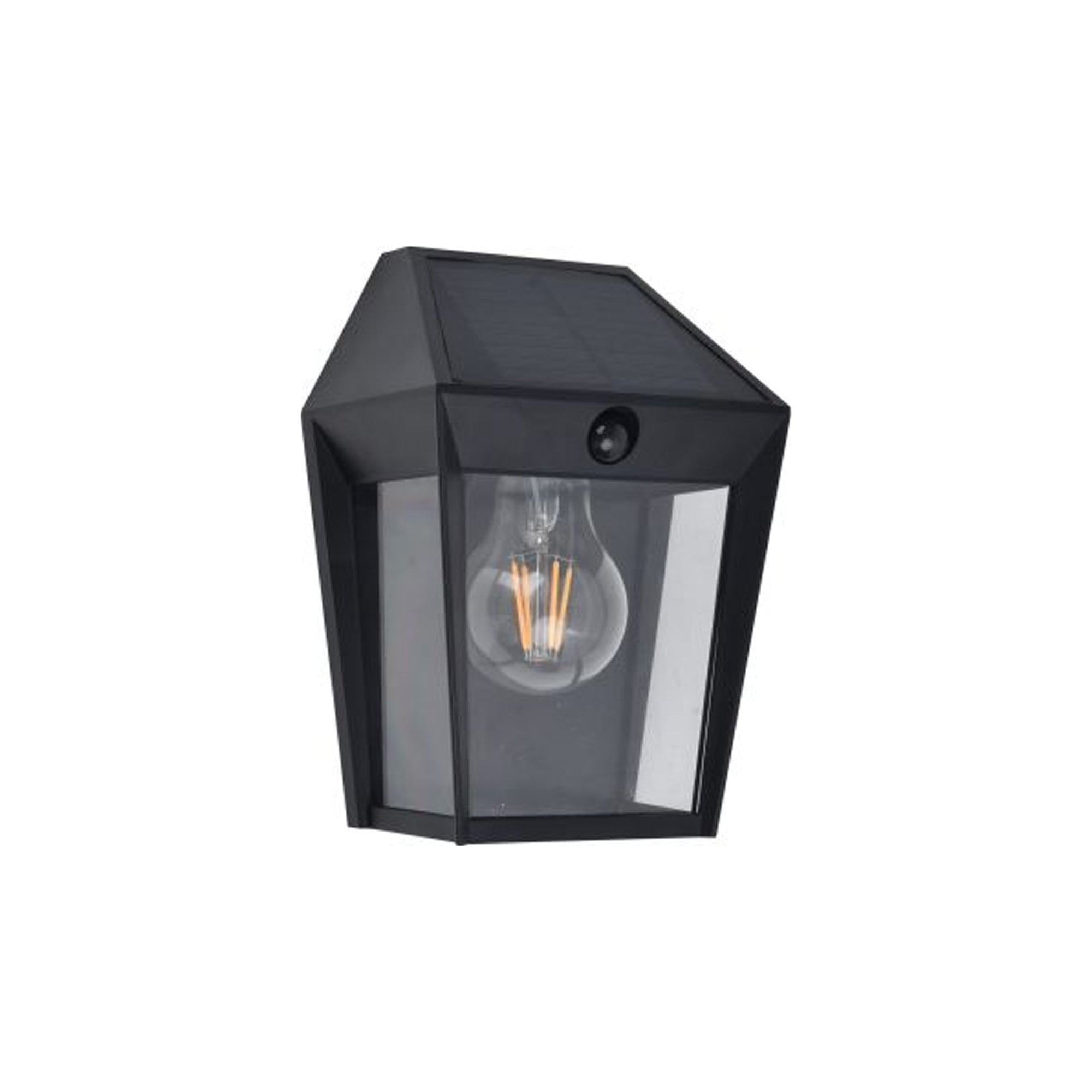 AVONY solarna zidna svjetiljka, senzor pokreta, mat crna, 1xE27, 2700K, IP44, 205mm