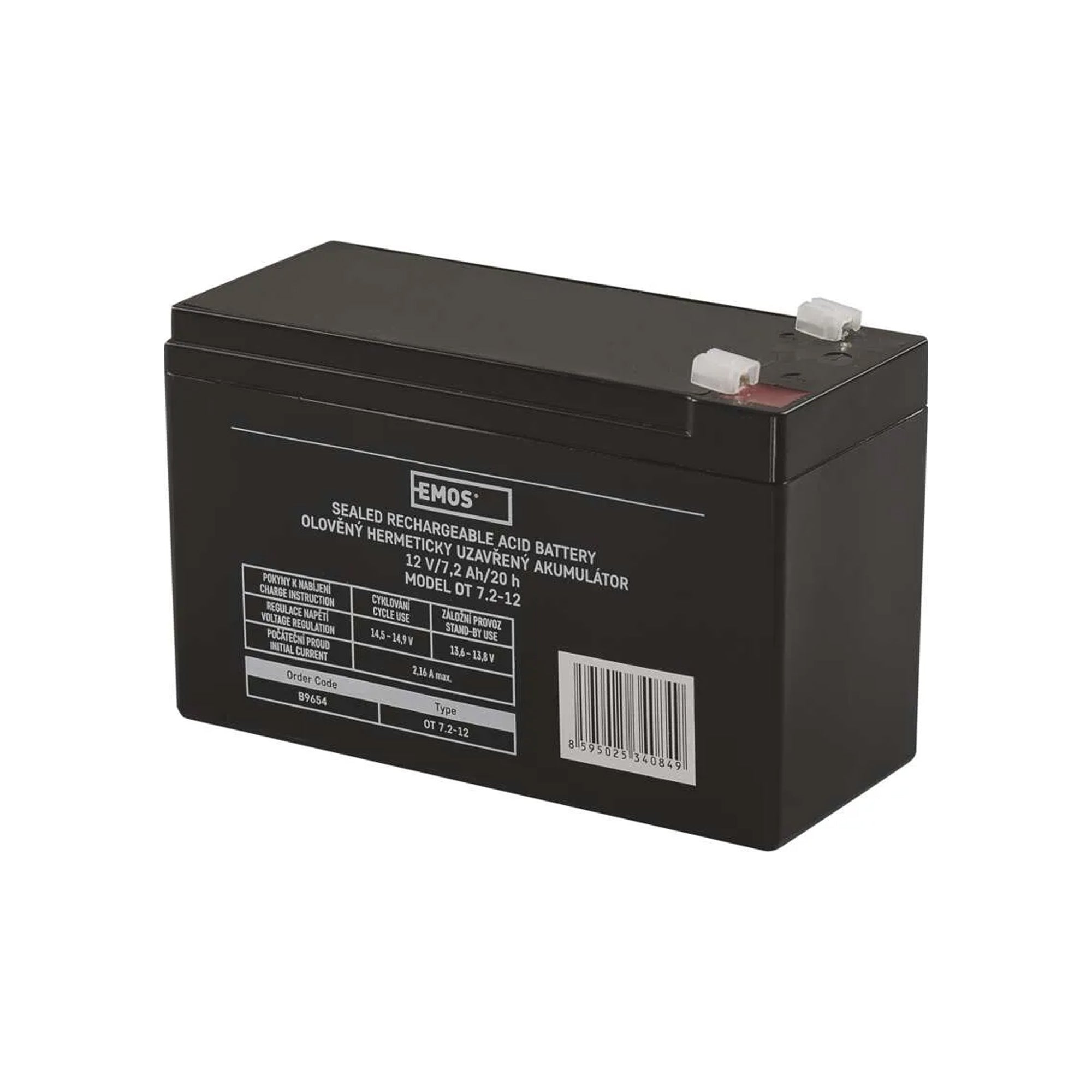 Olovni akumulator, SLA, 12V, 7,2Ah, faston 4,7mm