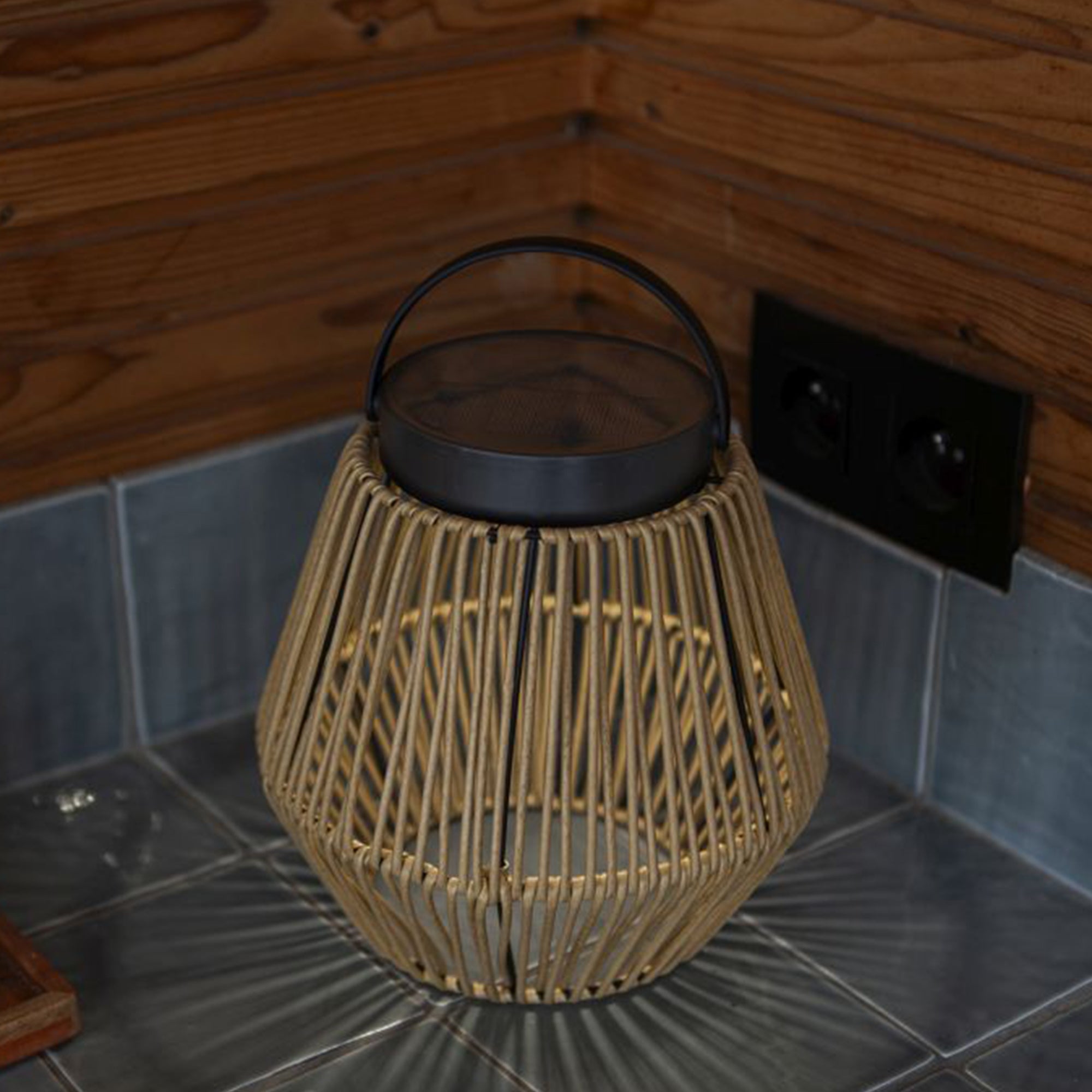 COPPA LED solarna stolna svjetiljka, imitacija drva, 2.8W, 4000K, IP44, 220mm