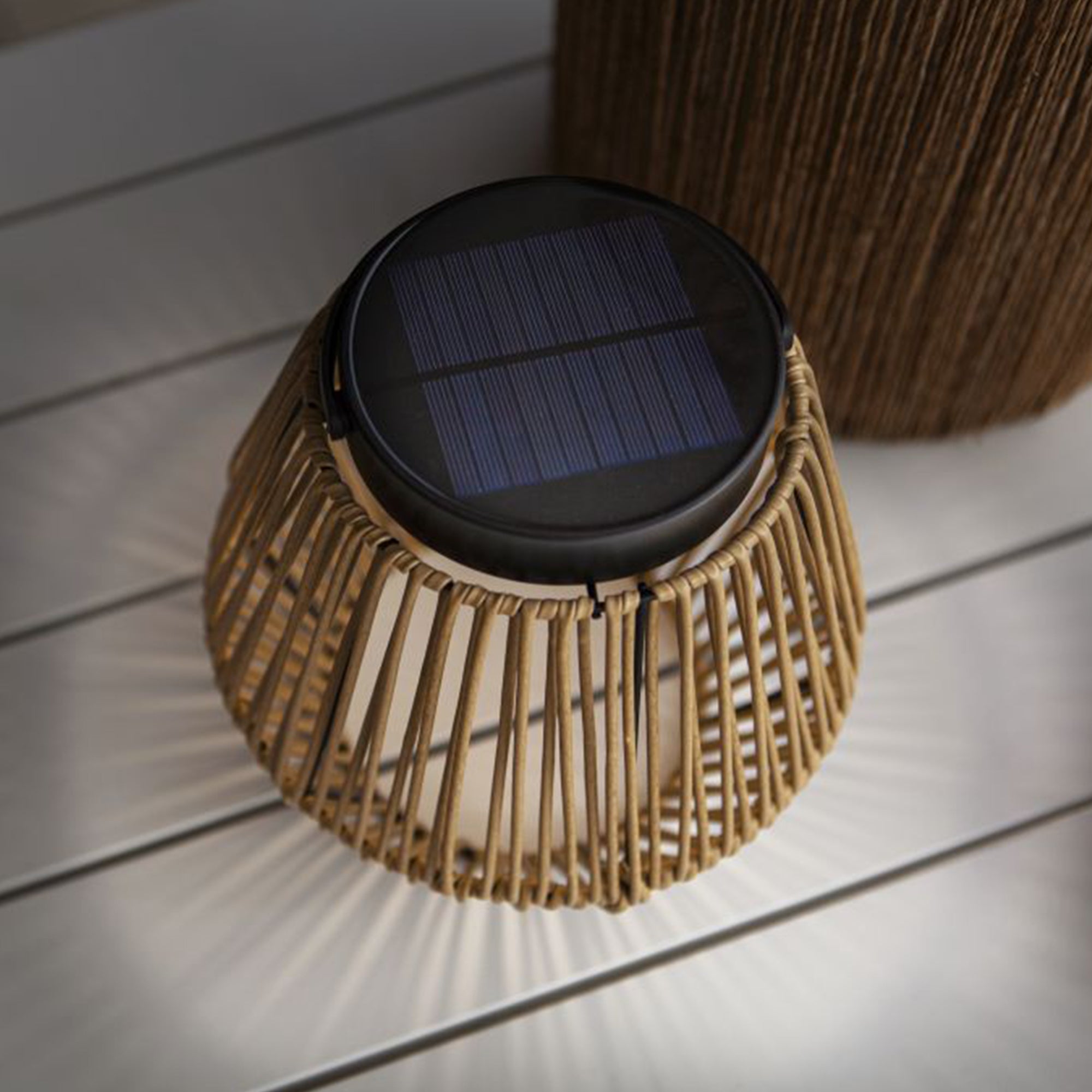 COPPA LED solarna stolna svjetiljka, imitacija drva, 2.8W, 4000K, IP44, 220mm