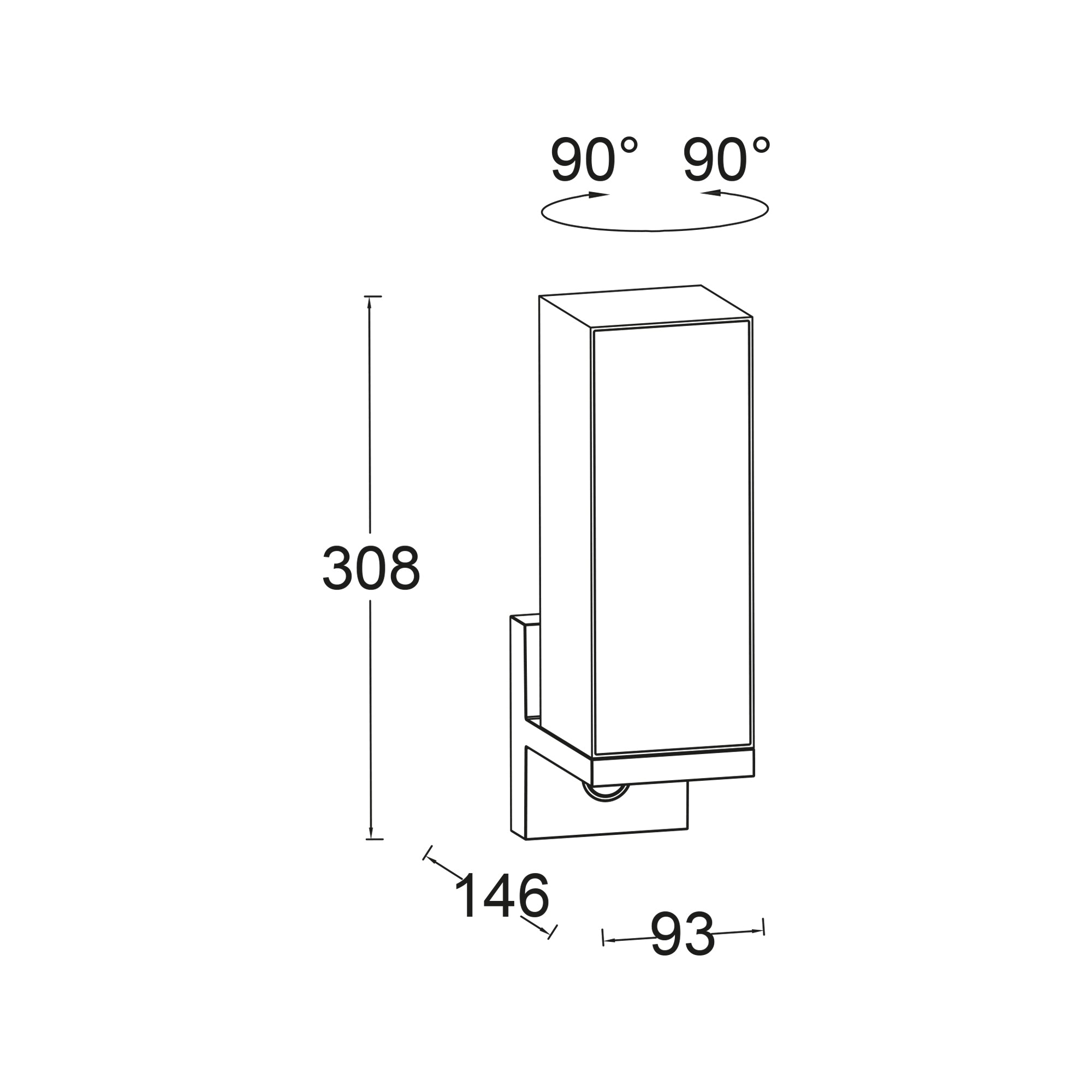 CUBA LED zidna svjetiljka, senzor pokreta, tamno siva, 14W, 3000K, IP54, 308mm
