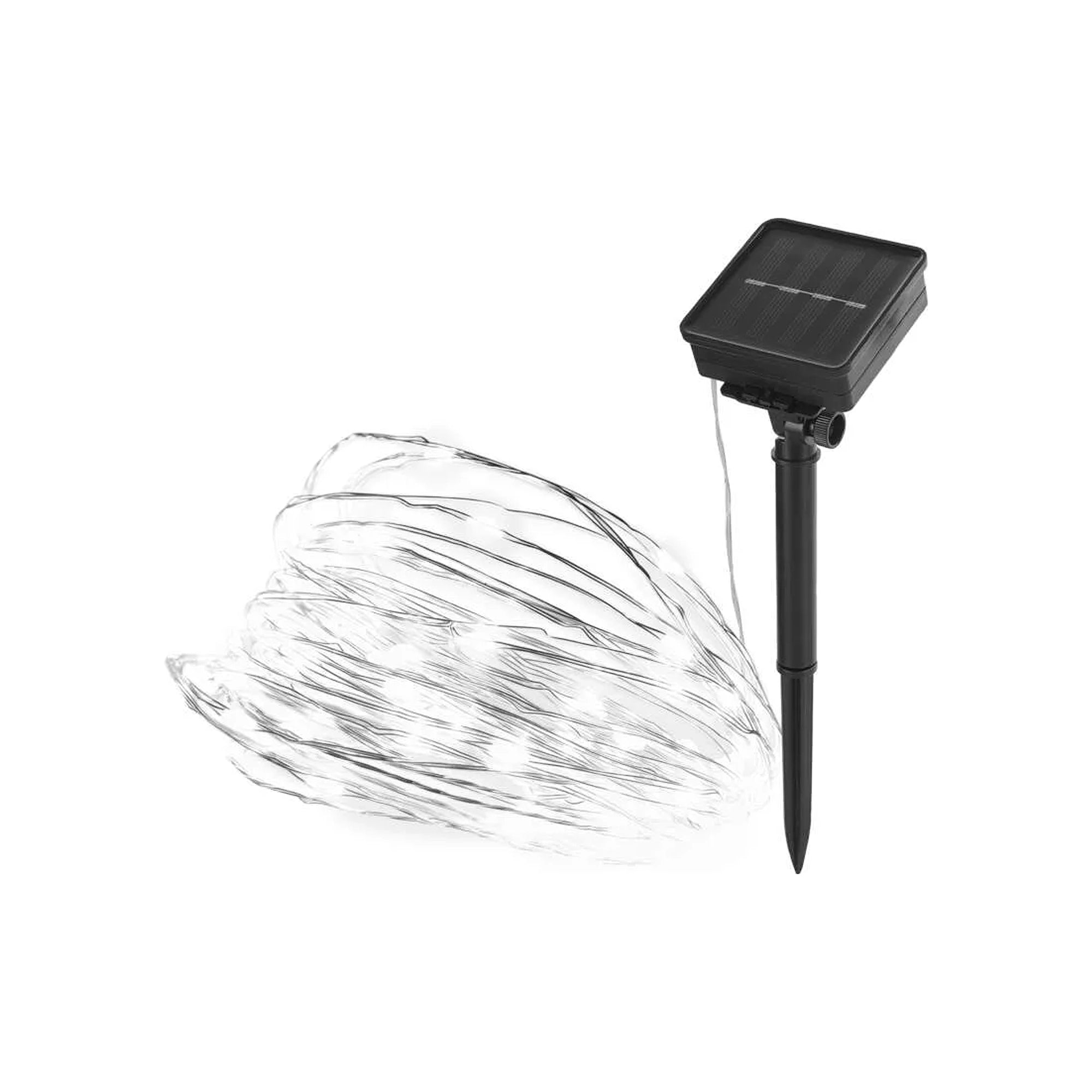 LED nano lanac, solarni, srebrni kabel, hladno bijela, IP44, 12m