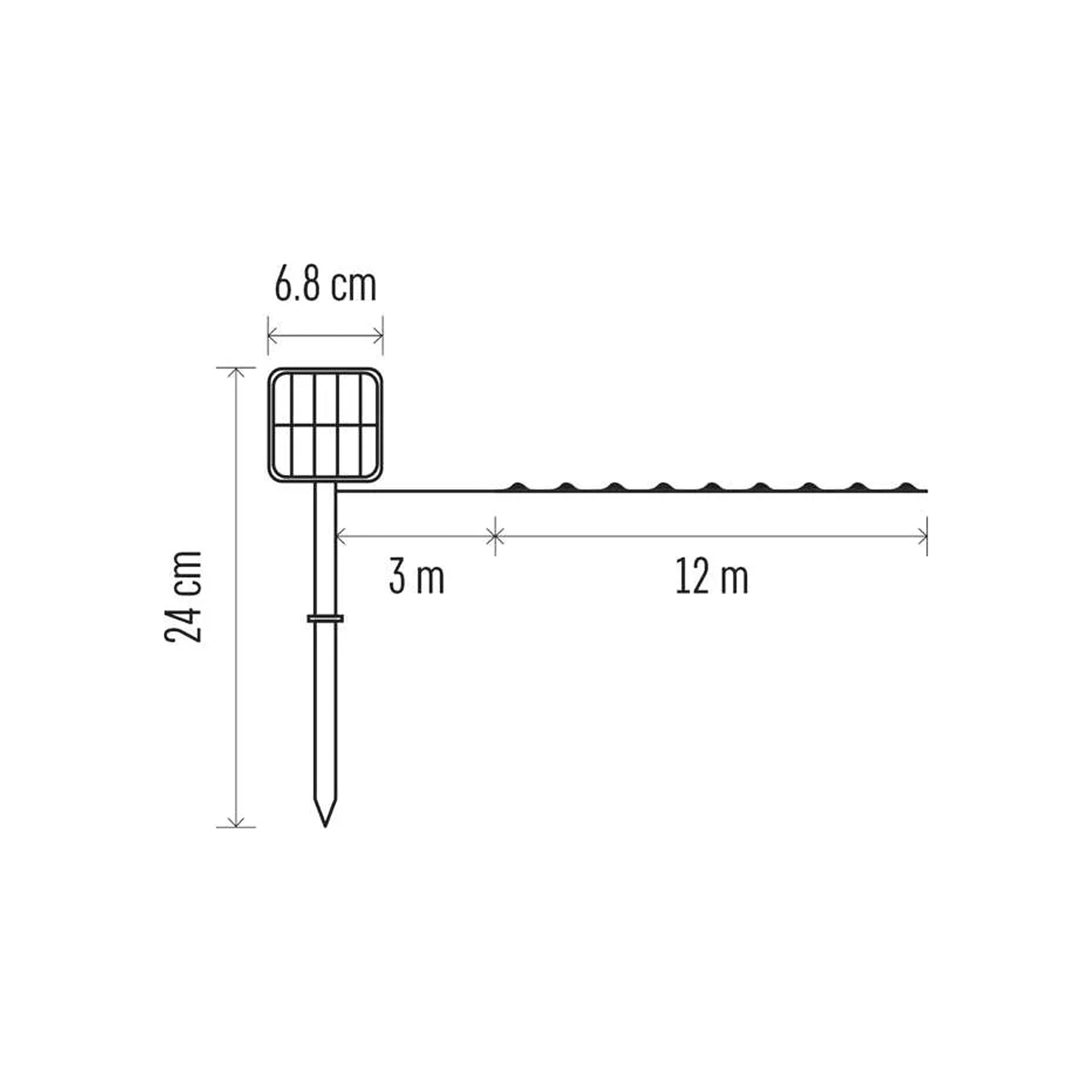 LED nano lanac, solarni, bakreni kabel, toplo bijela, IP44, 12m