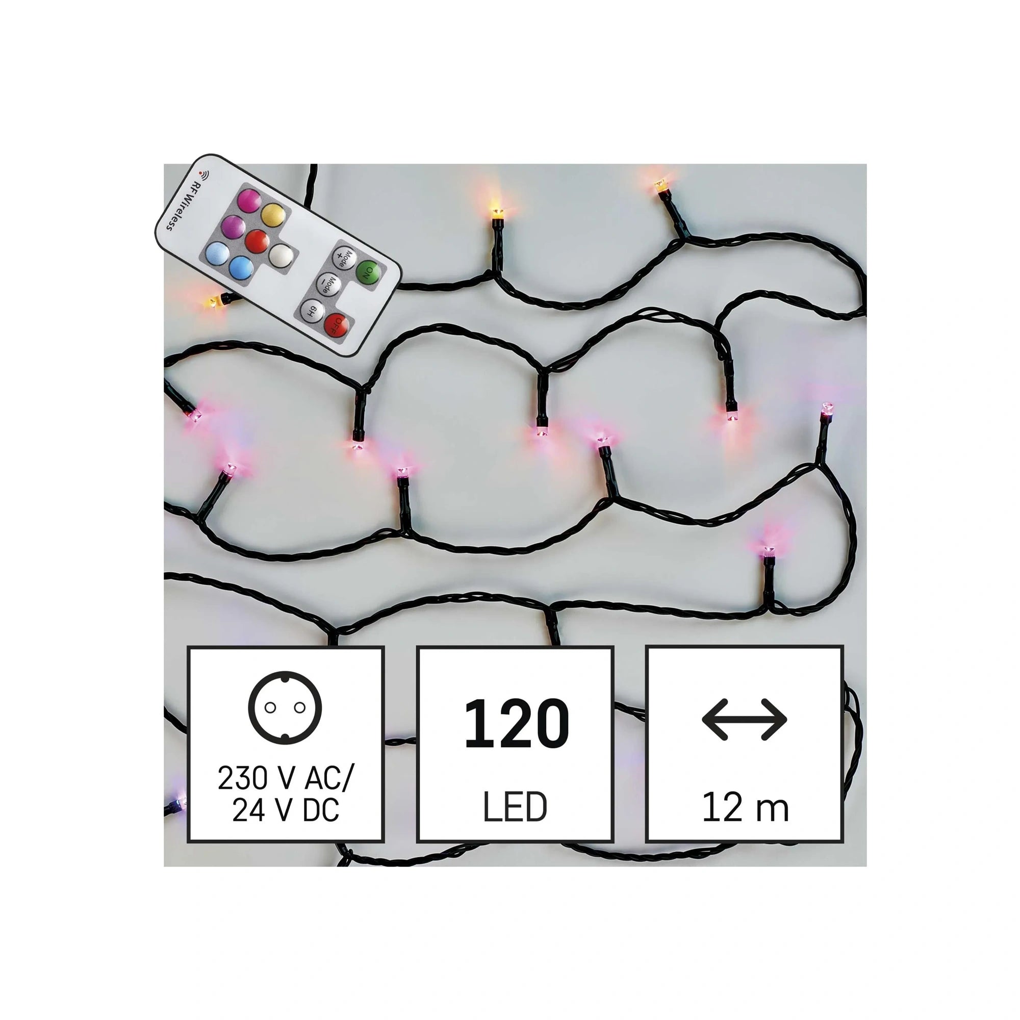 Božićne lampice, s daljinskim, LED, RGB, 72 efekta, timer, IP44