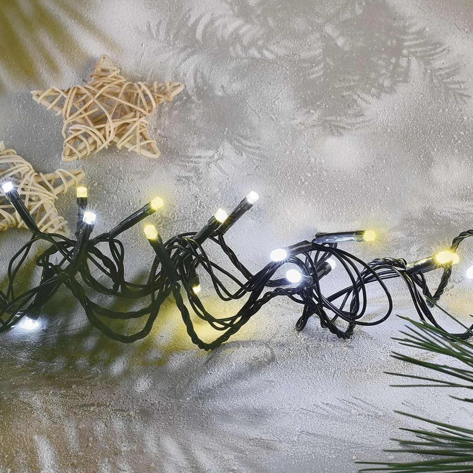 Božićne lampice, LED, toplo/hladno bijela, efekt treperenja, timer, IP44