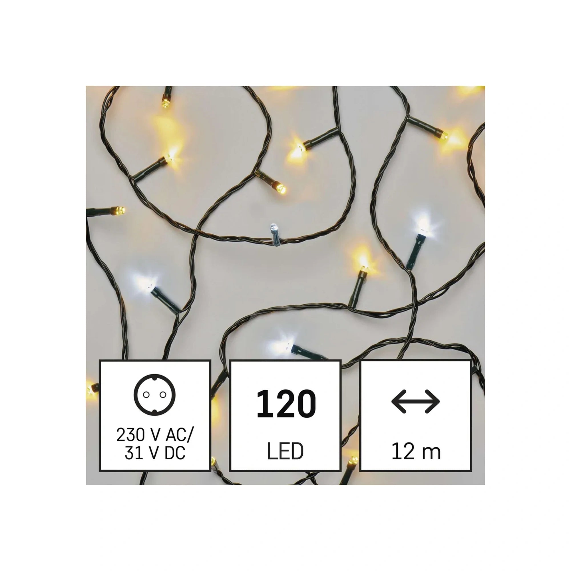 Božićne lampice, LED, toplo/hladno bijela, efekt treperenja, timer, IP44