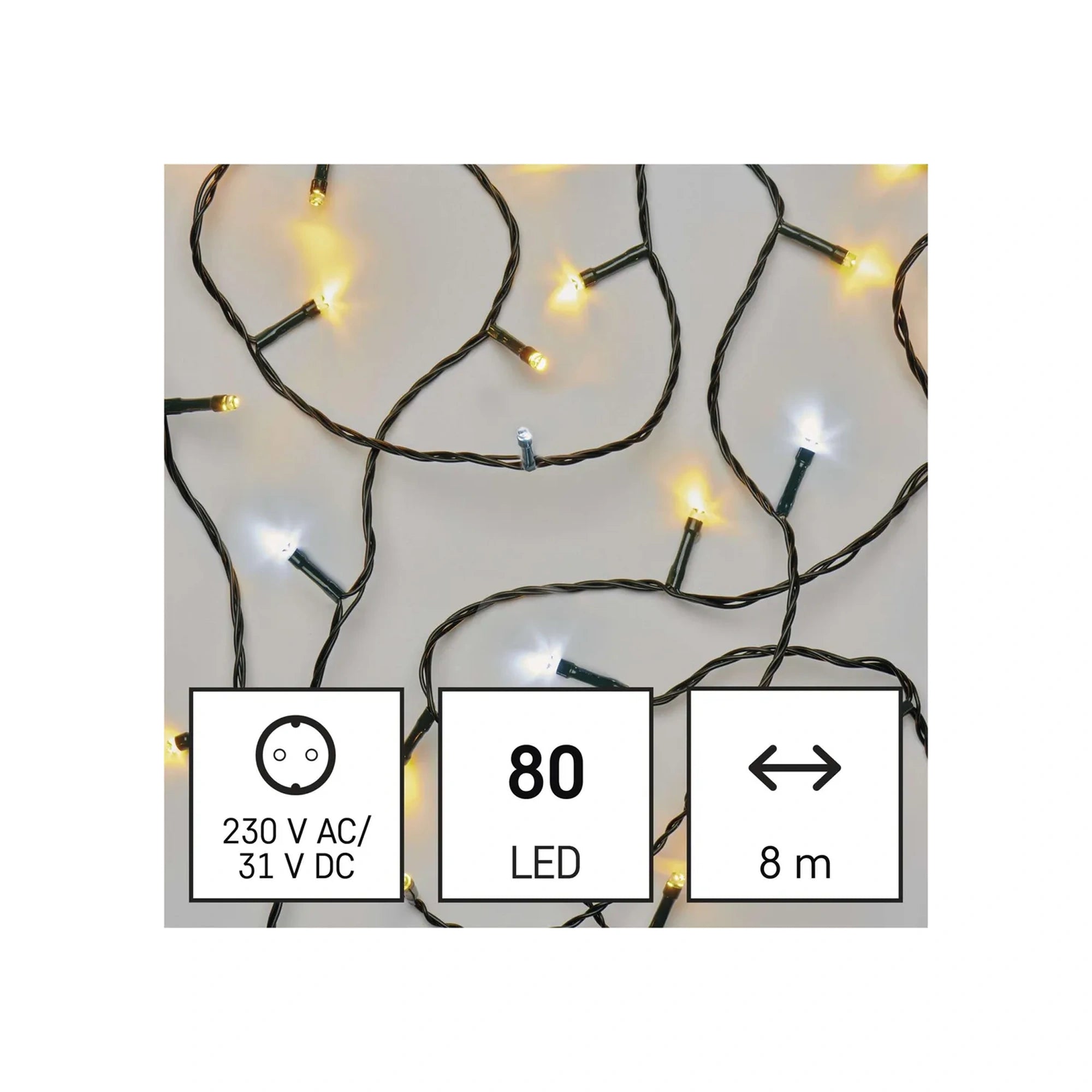 Božićne lampice, LED, toplo/hladno bijela, timer, IP44