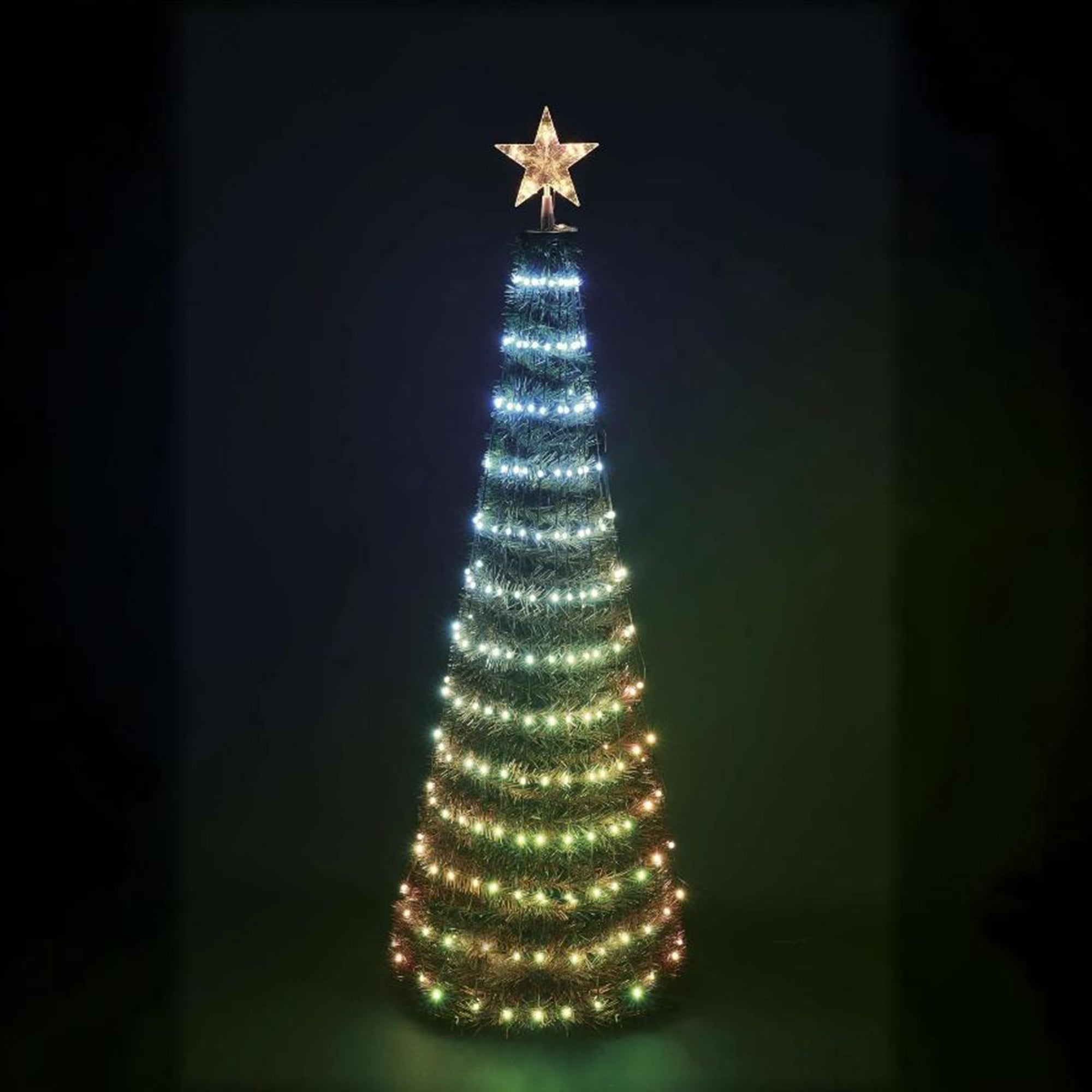 Christmas tree with LED Christmas lights and star, indoor, RGB, remote, timer, 1.5m