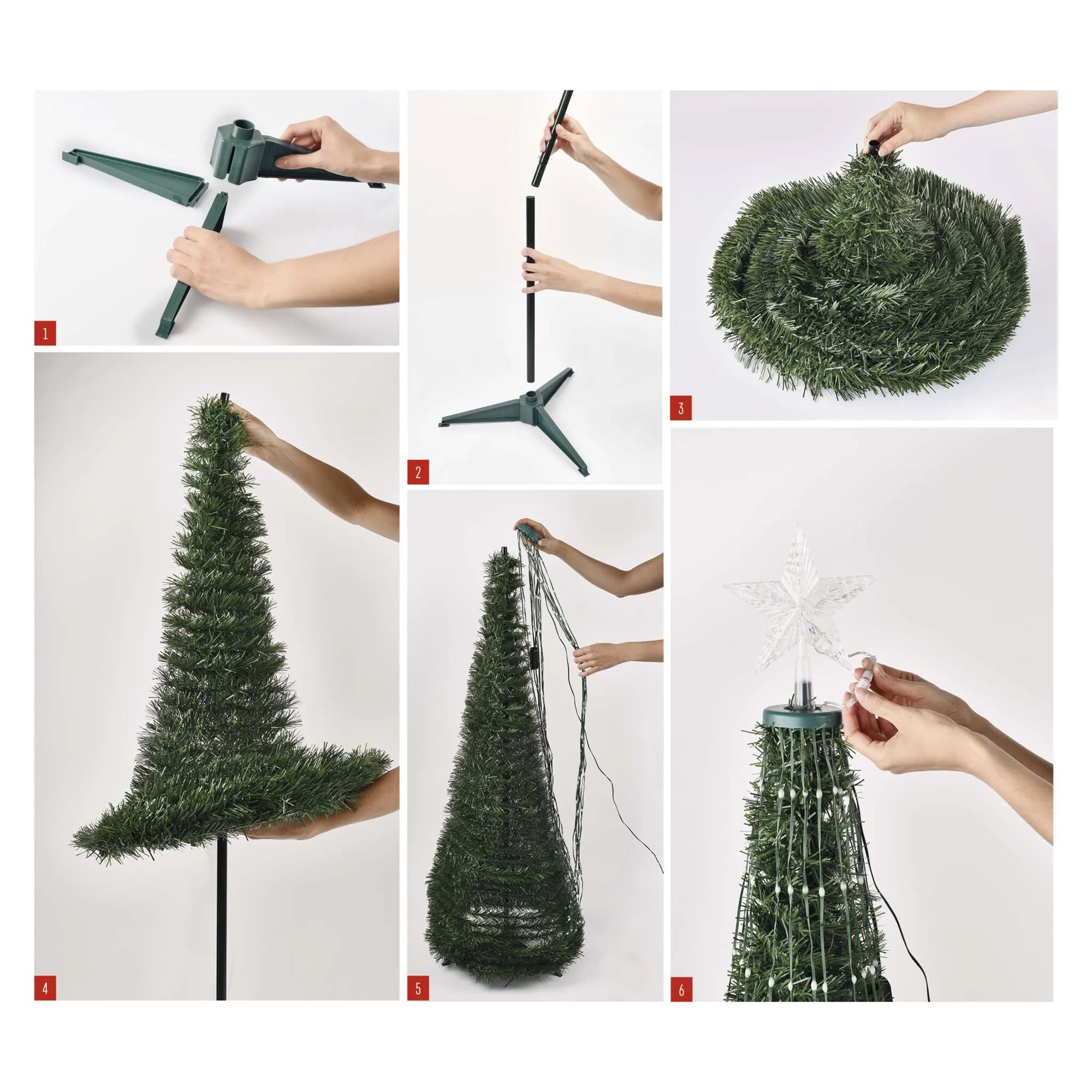 Christmas tree with LED Christmas lights and star, indoor, RGB, remote, timer, 1.5m