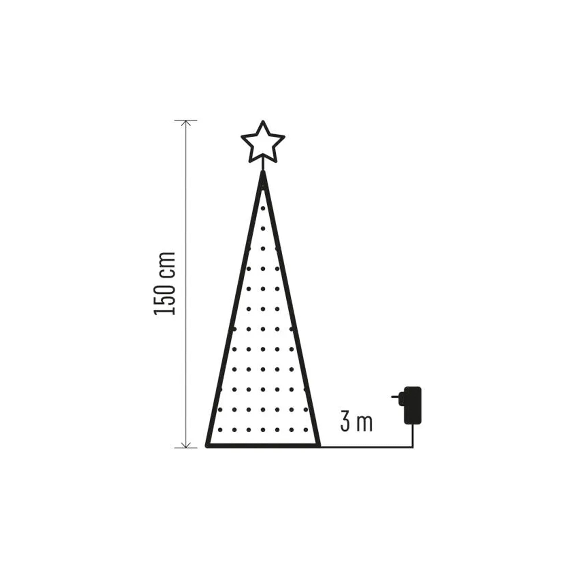 Christmas tree with LED Christmas lights and star, indoor, RGB, remote, timer, 1.5m