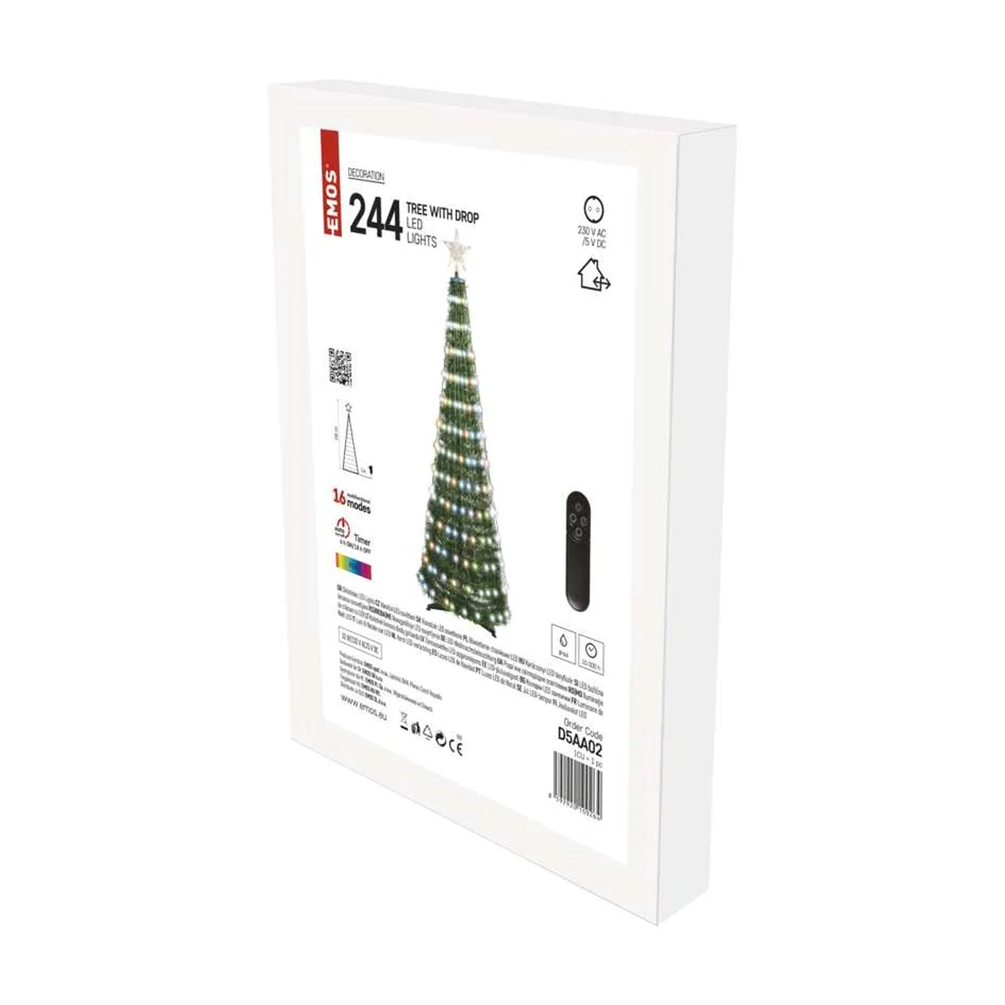 Christmas tree with LED Christmas lights and star, indoor, RGB, remote, timer, 1.5m