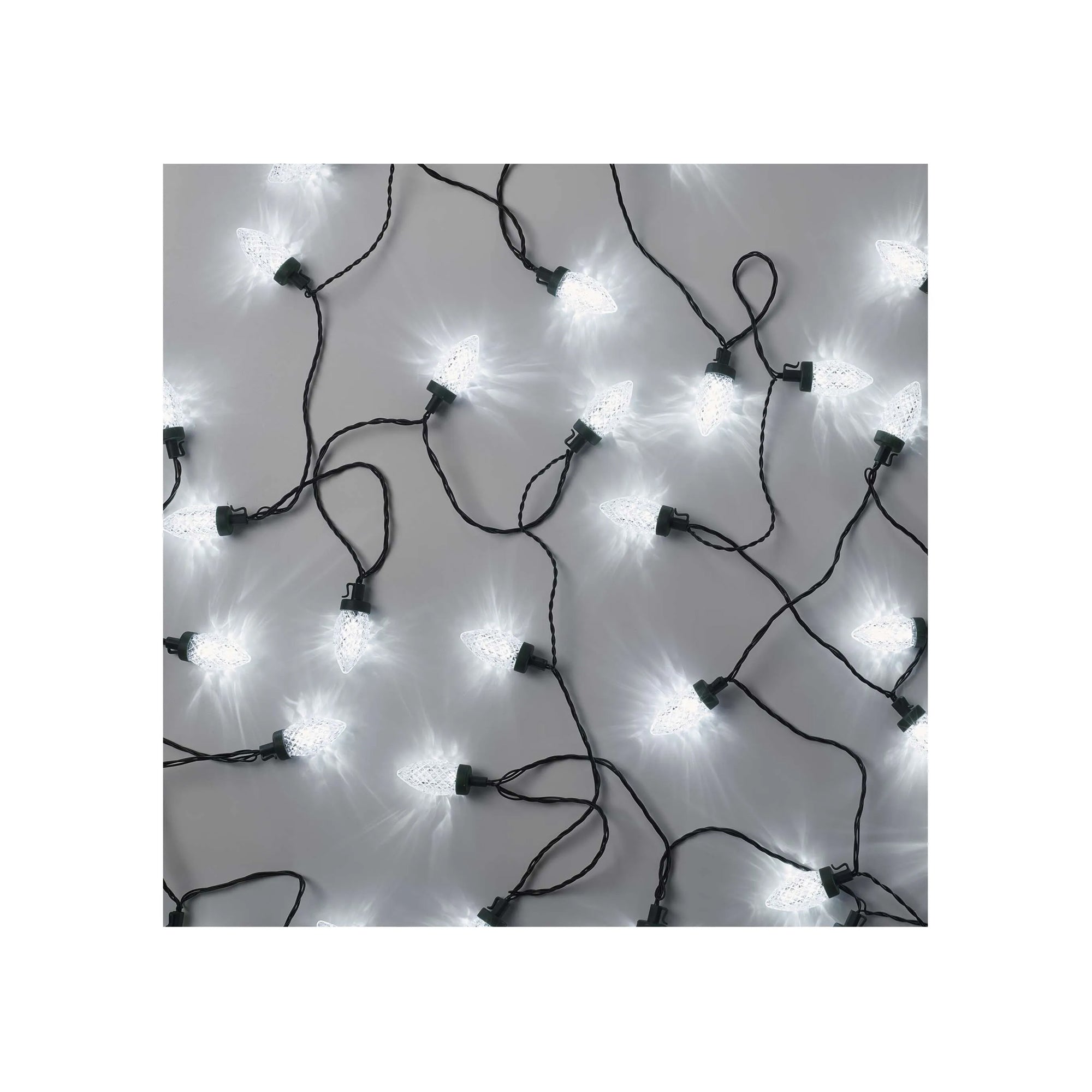 LED Christmas lights, cones, indoor and outdoor, cool white, 8 modes, 9.8m