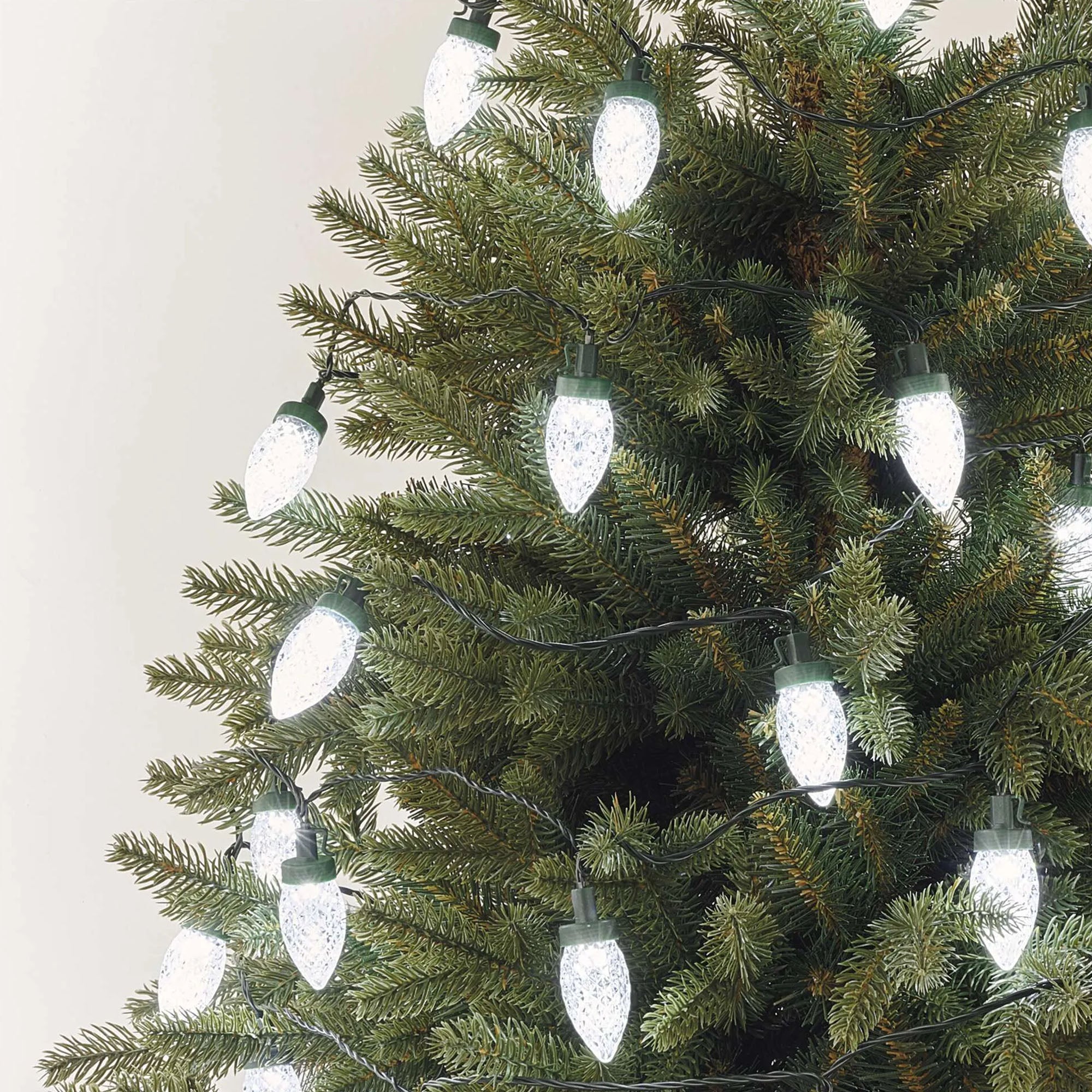 LED Christmas lights, cones, indoor and outdoor, cool white, 8 modes, 9.8m