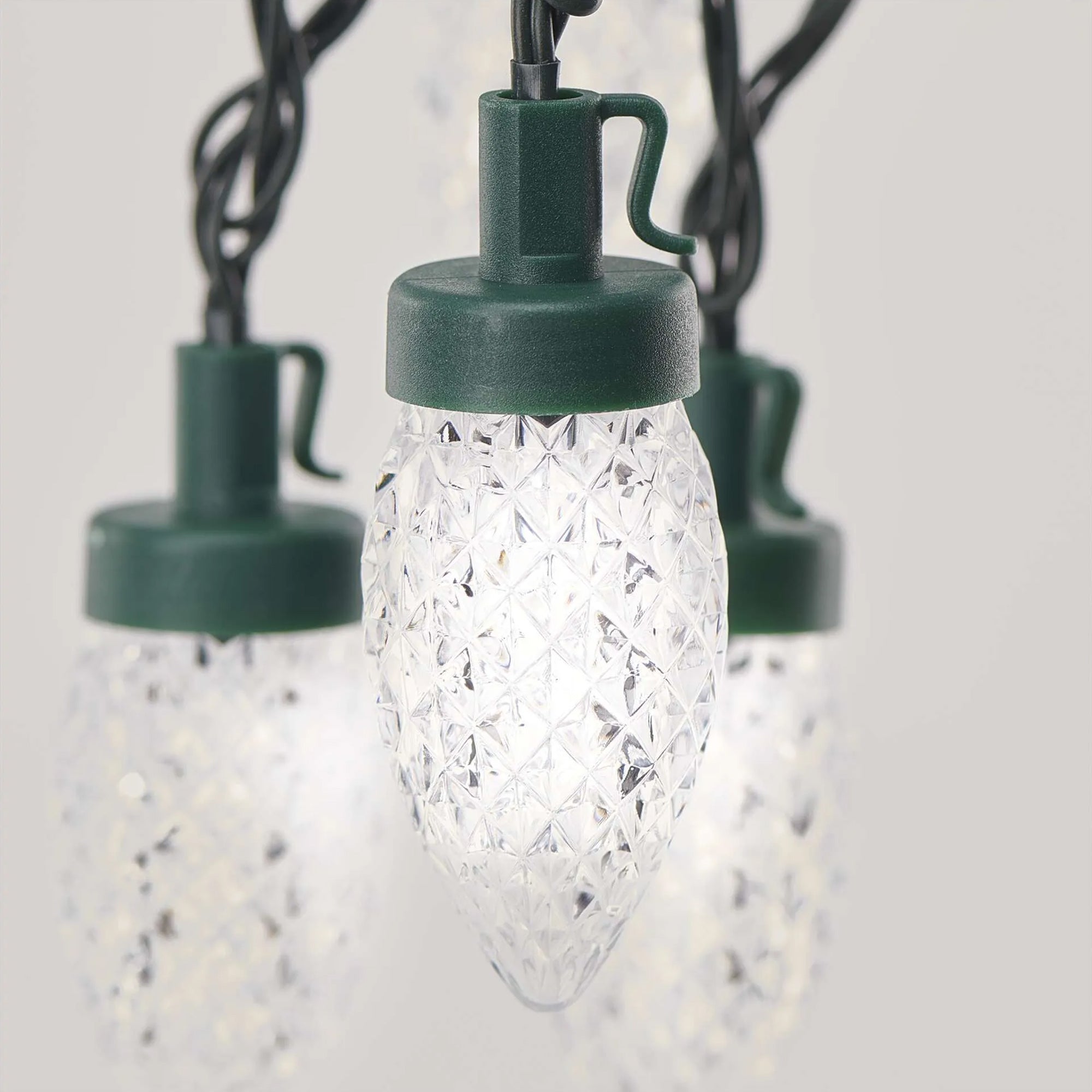 LED Christmas lights, cones, indoor and outdoor, cool white, 8 modes, 9.8m