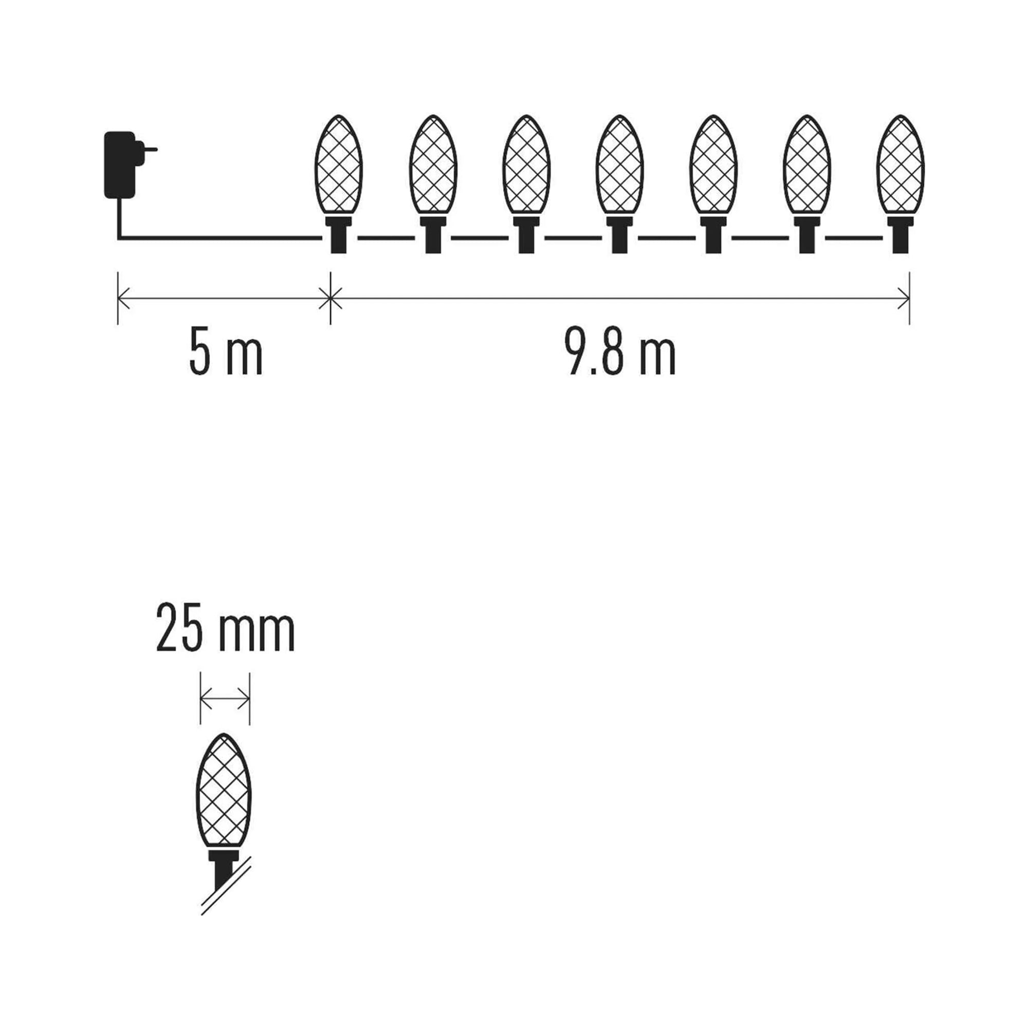 LED Christmas lights, cones, indoor and outdoor, cool white, 8 modes, 9.8m