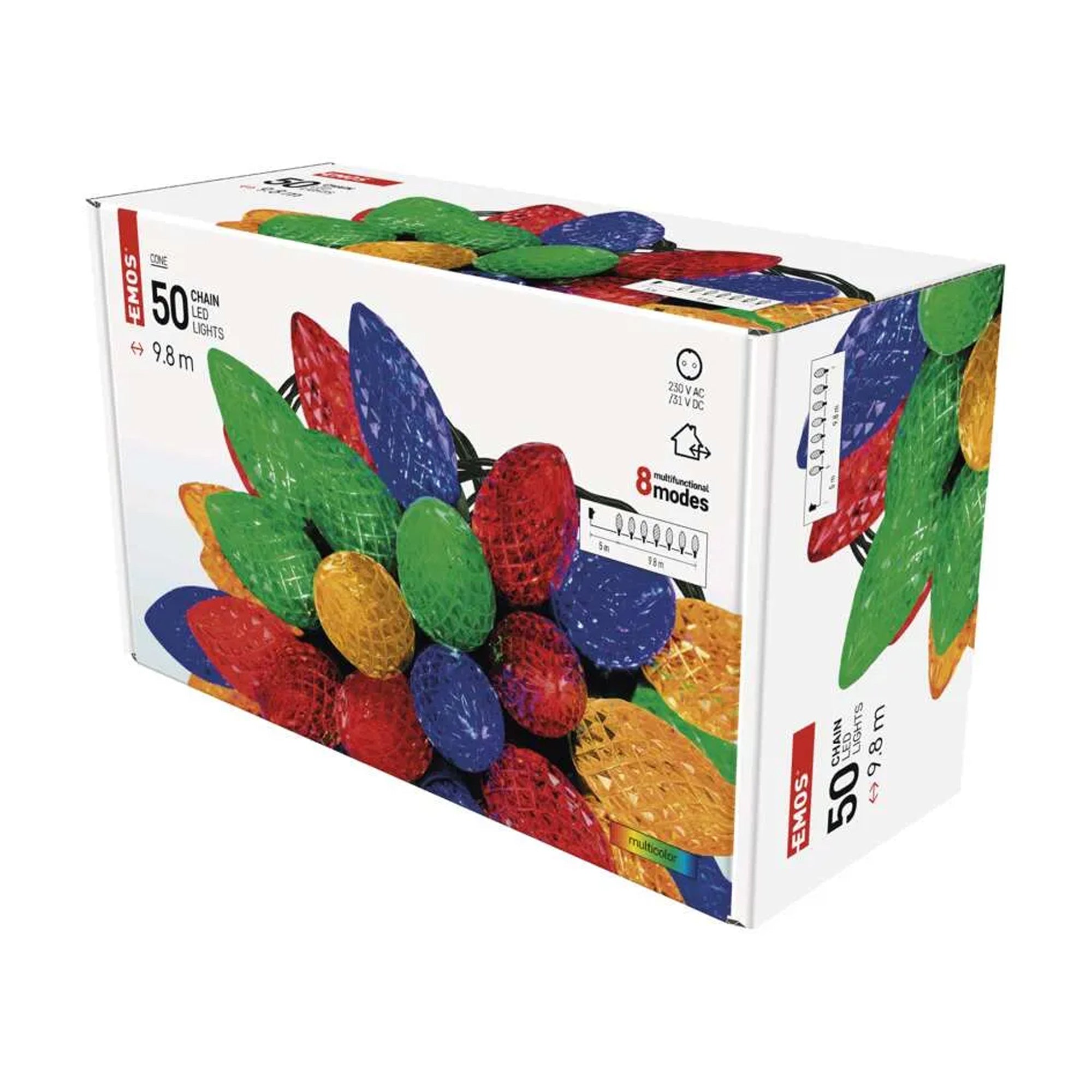 LED Christmas lights, cones, indoor and outdoor, multi-colored, 8 modes, 9.8m