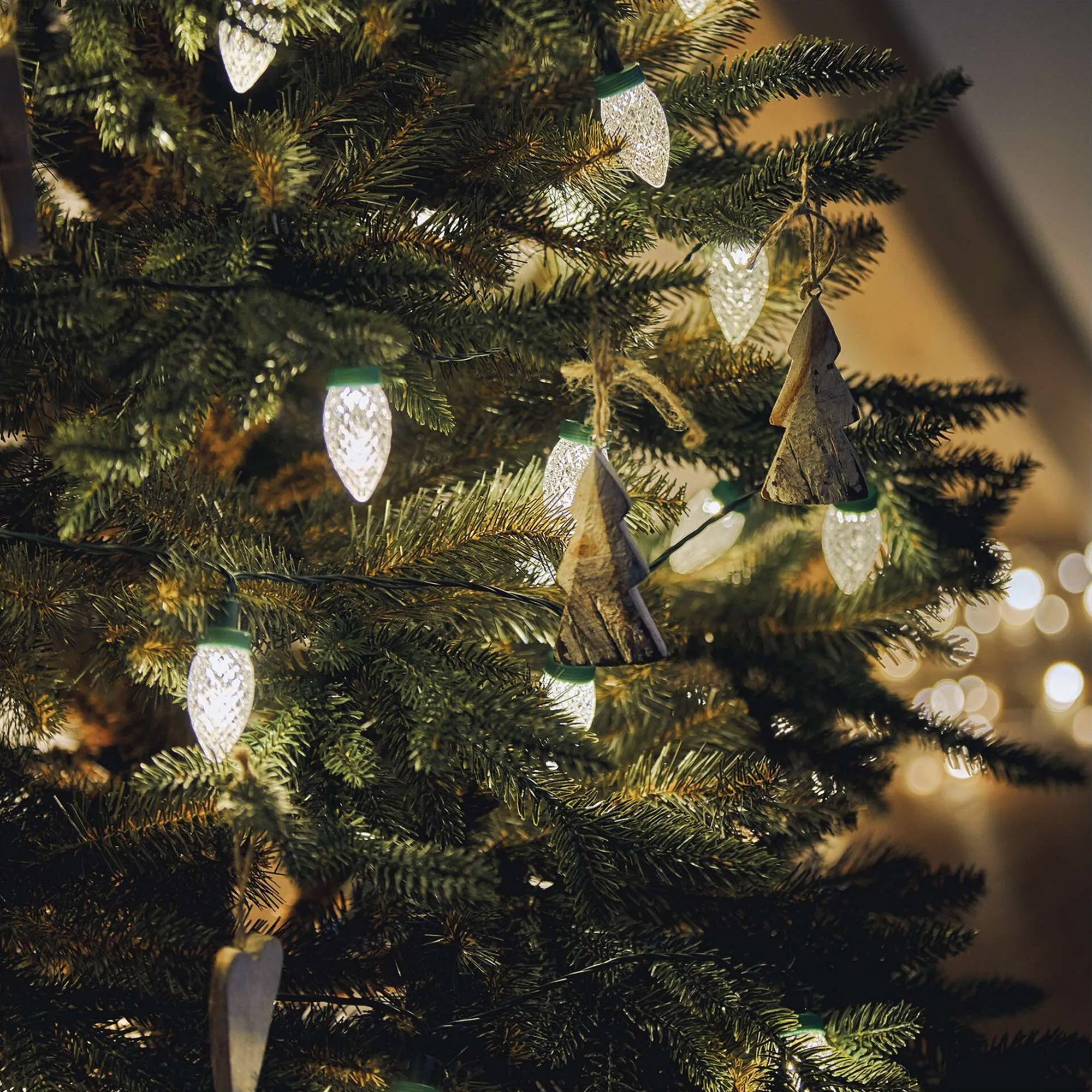 LED Christmas lights, cones, indoor and outdoor, warm white, 8 modes, 9.8m