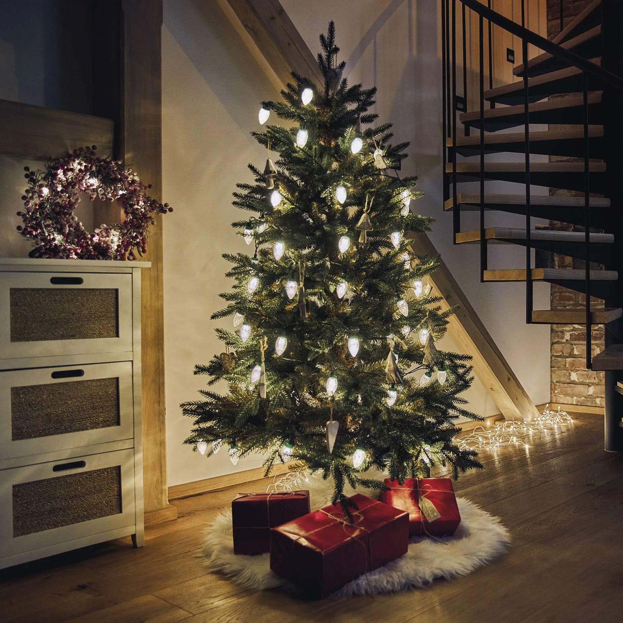 LED Christmas lights, cones, indoor and outdoor, warm white, 8 modes, 9.8m