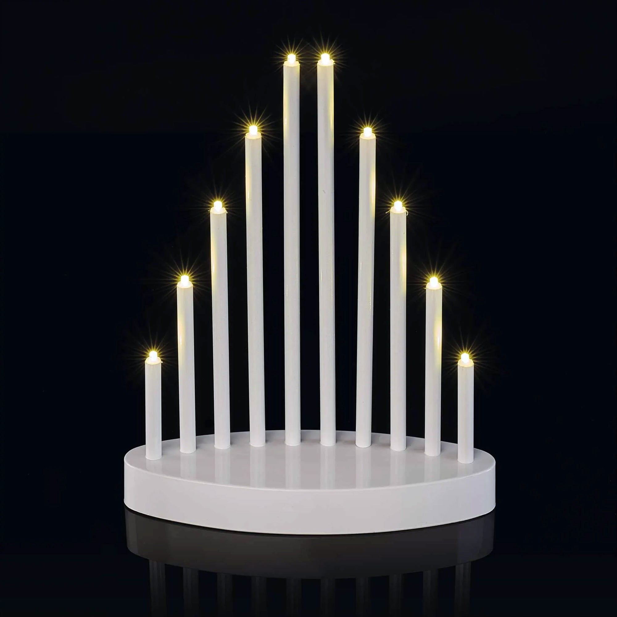 LED Christmas candle holder, indoor, white, warm white, timer, 3xAA