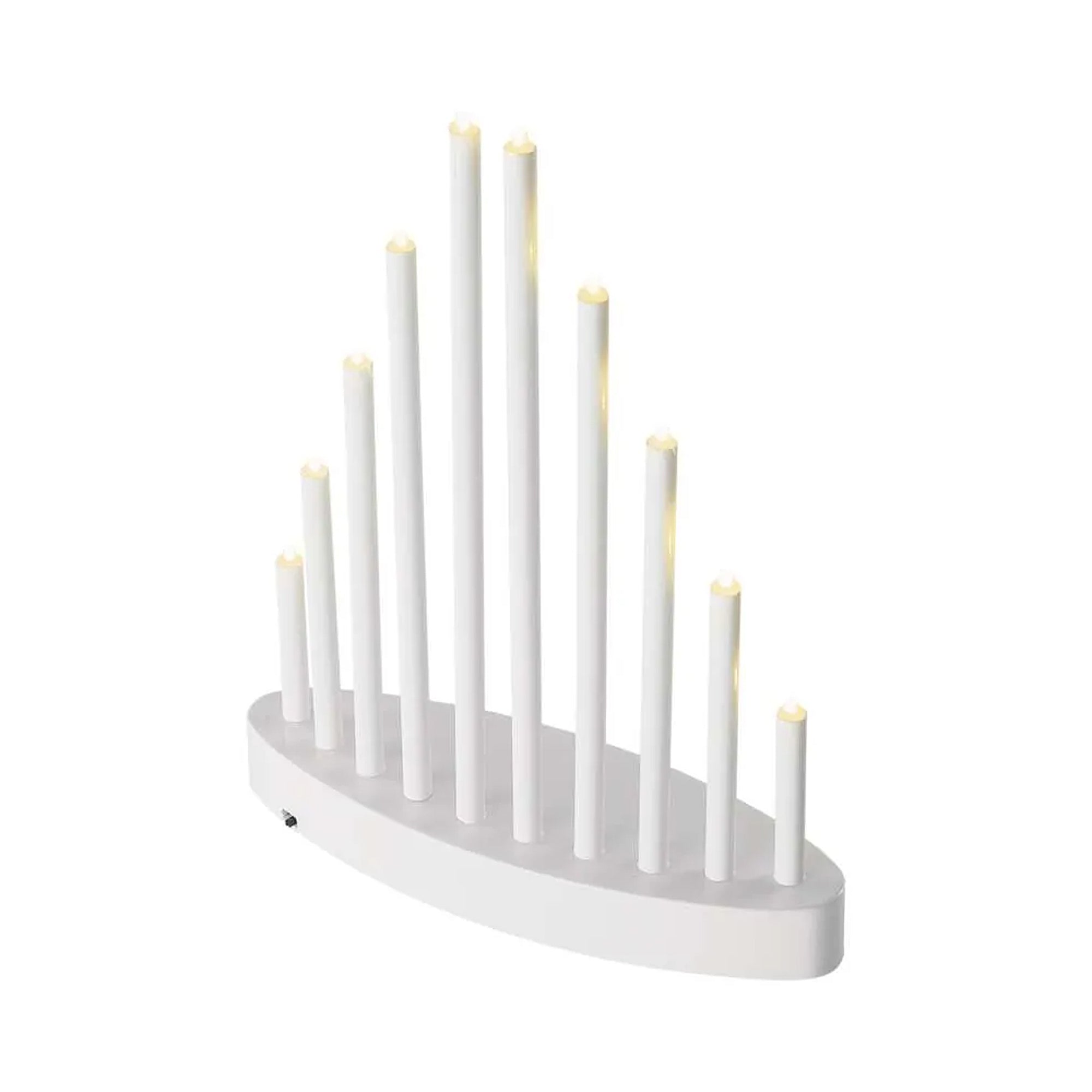 LED Christmas candle holder, indoor, white, warm white, timer, 3xAA