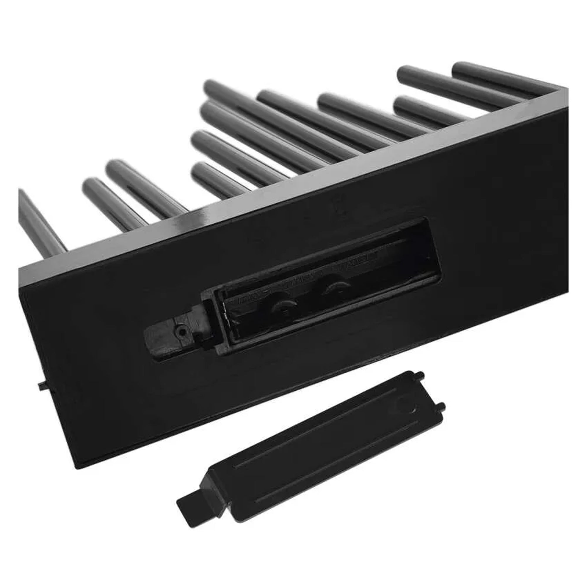 LED Christmas candle holder, indoor, black, warm white, timer, 3xAA