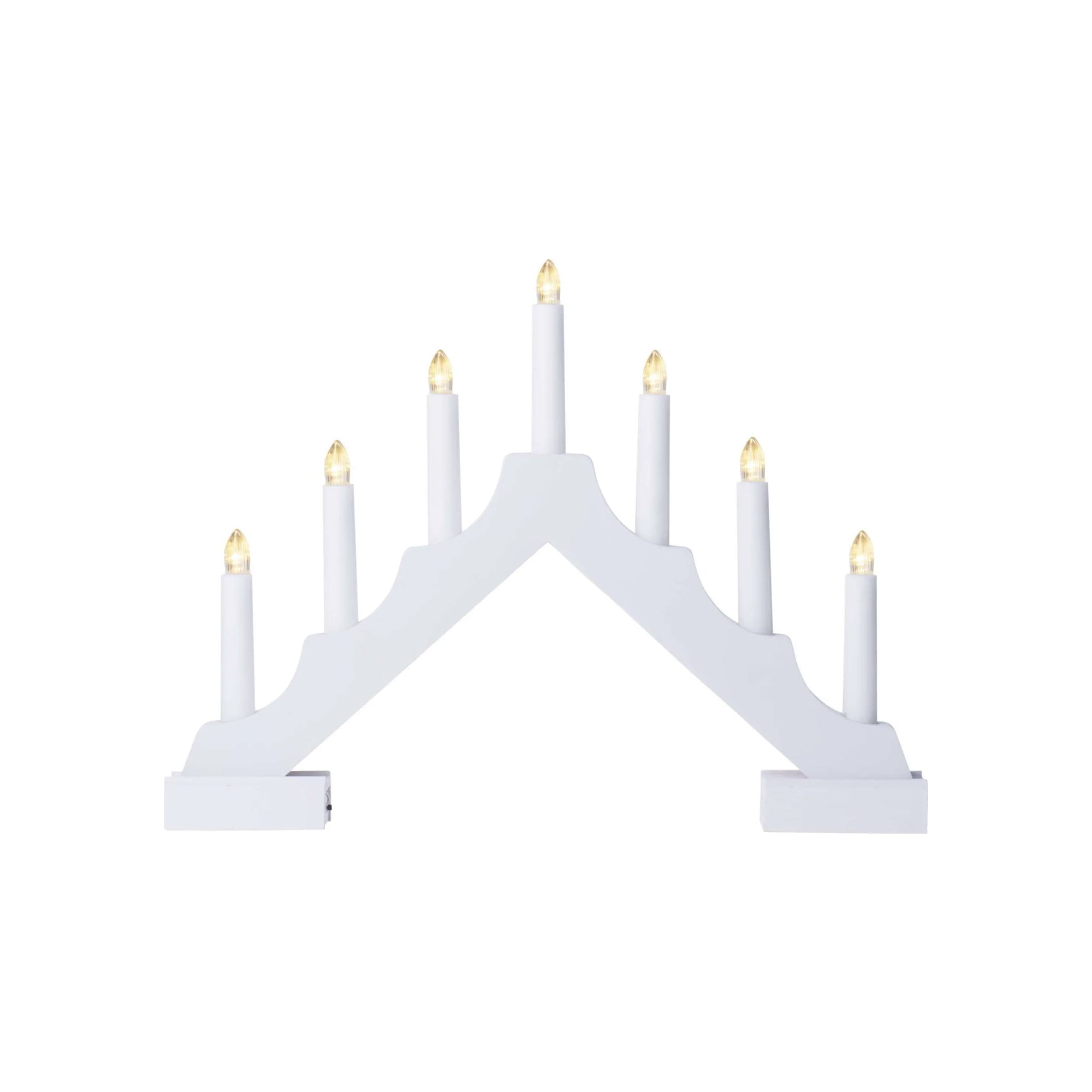 LED Christmas candle holder, indoor, wooden, white, warm white, timer, 2xAA