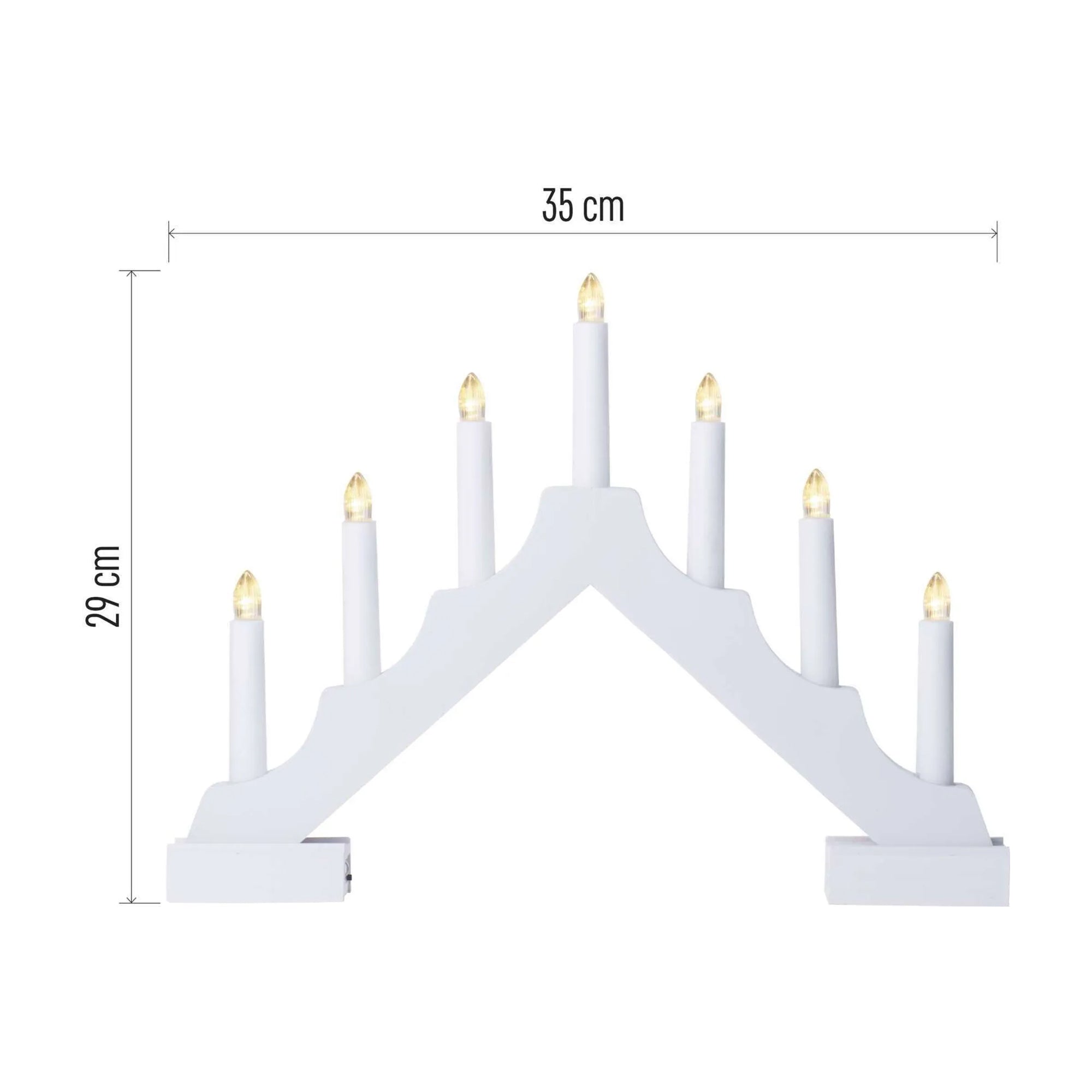 LED Christmas candle holder, indoor, wooden, white, warm white, timer, 2xAA