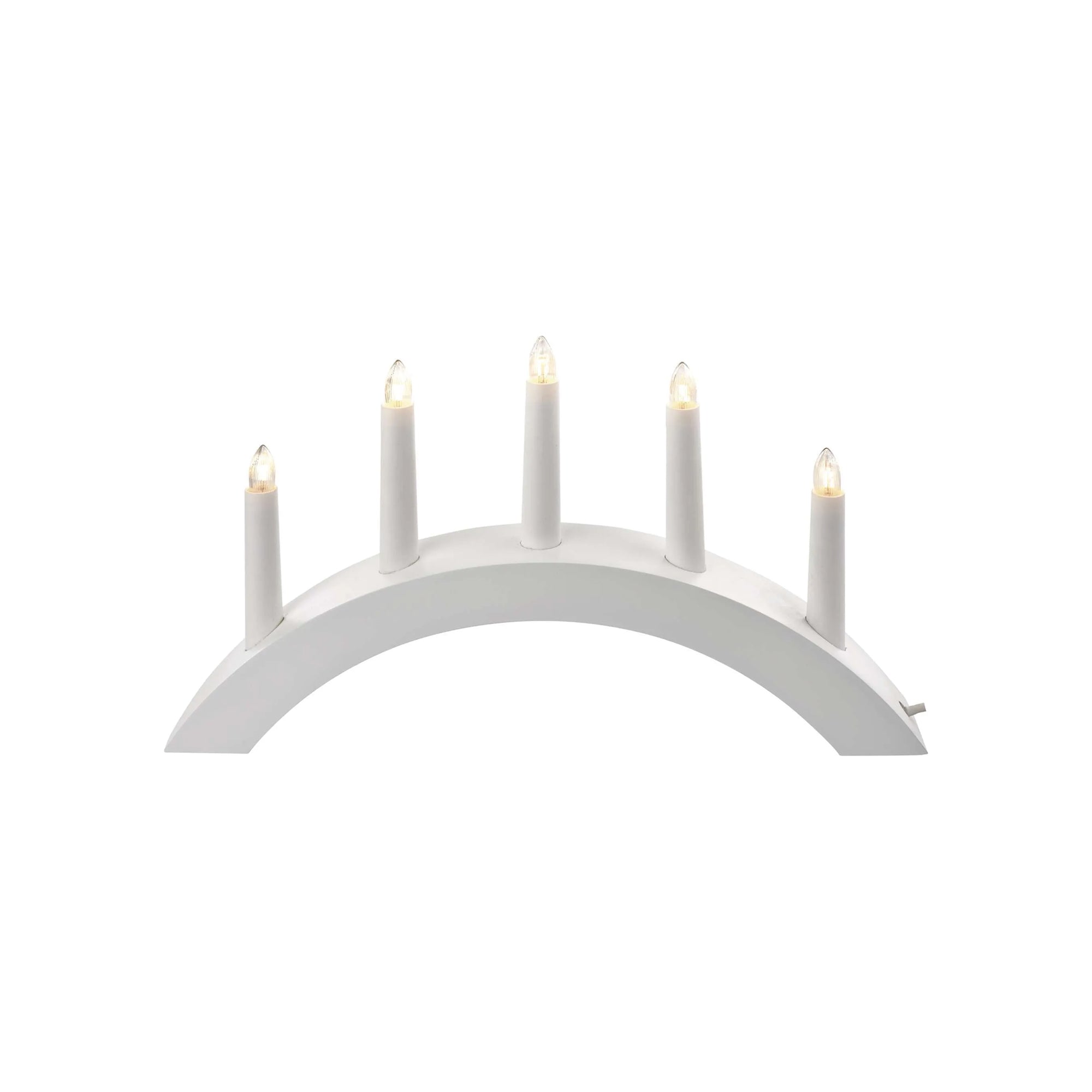 Christmas candle holder, 5xE10, indoor, wooden, white, warm white