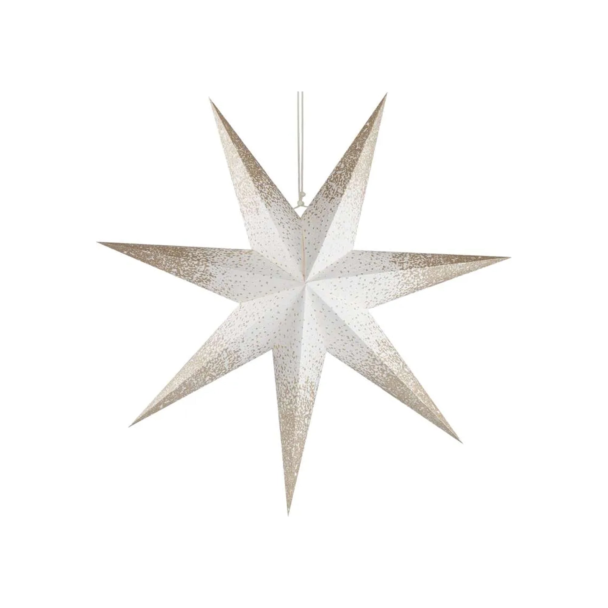 Paper Christmas star, 1xE14, indoor, gold glitter, hanging, 60cm