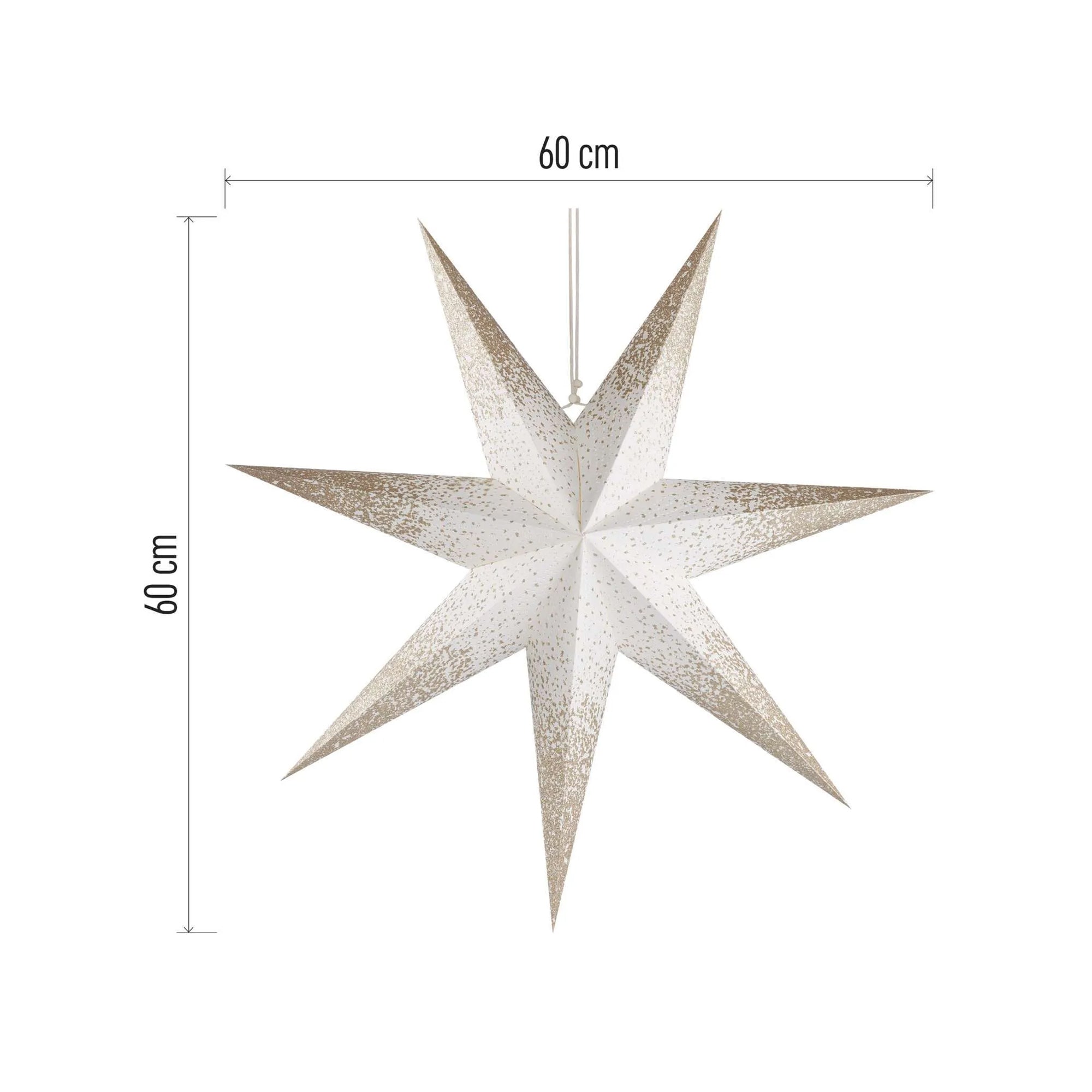 Paper Christmas star, 1xE14, indoor, gold glitter, hanging, 60cm