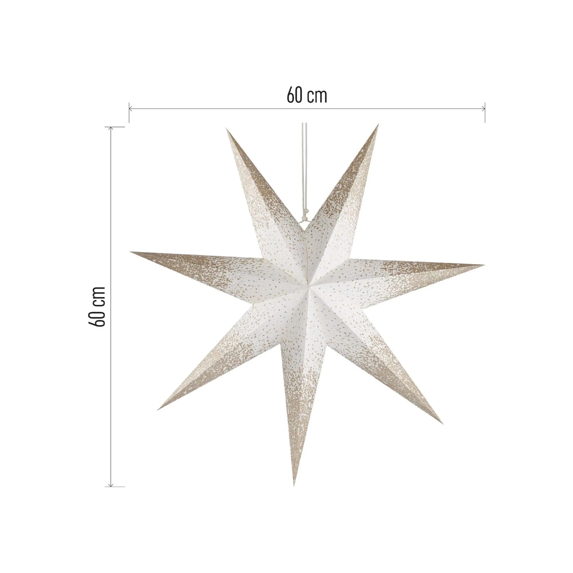Božićna zvijezda od papira, zlatne šljokice, viseća, 1xE14, IP20, 60cm