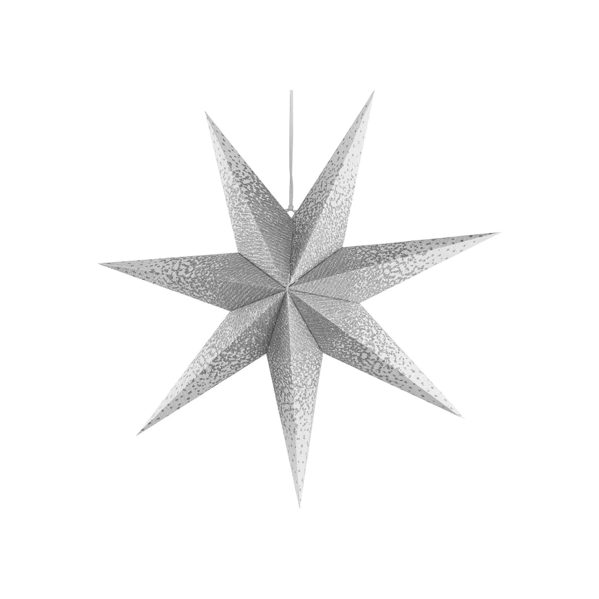 Božićna zvijezda od papira, srebrne šljokice, viseća, 1xE14, IP20, 60cm