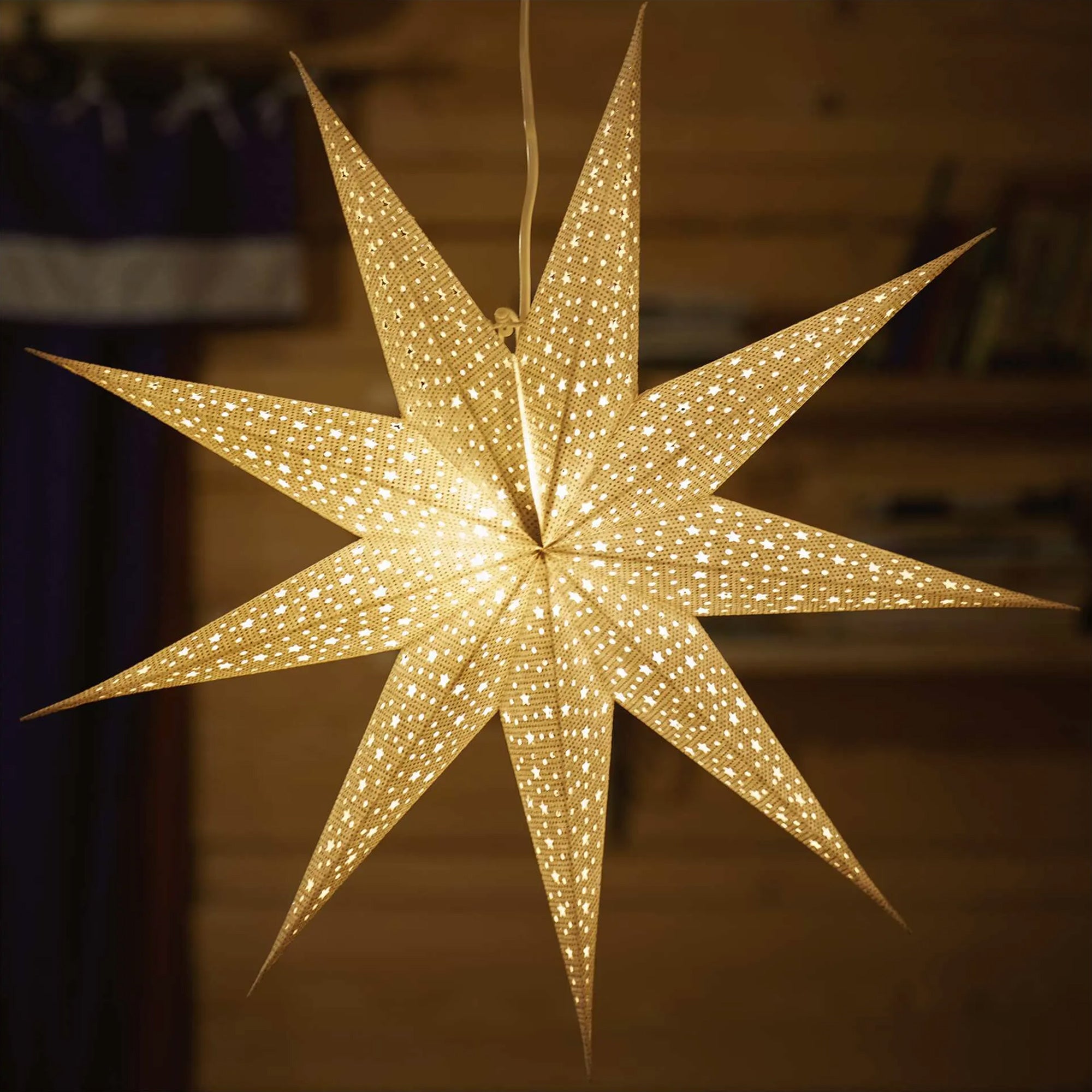 Božićna zvijezda od papira, bijela, viseća, 1xE14, IP20, 60cm