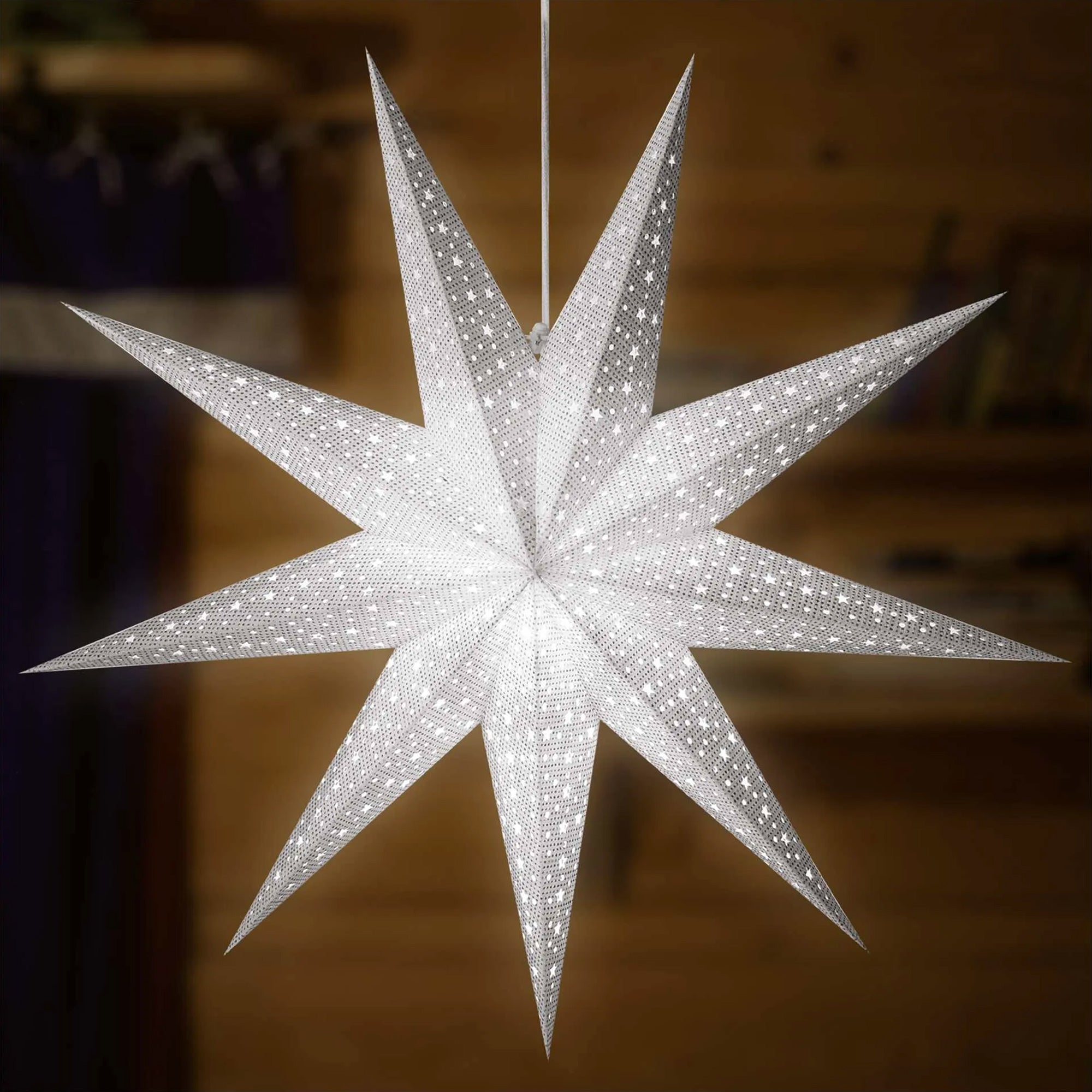 Božićna zvijezda od papira, bijela, viseća, 1xE14, IP20, 60cm