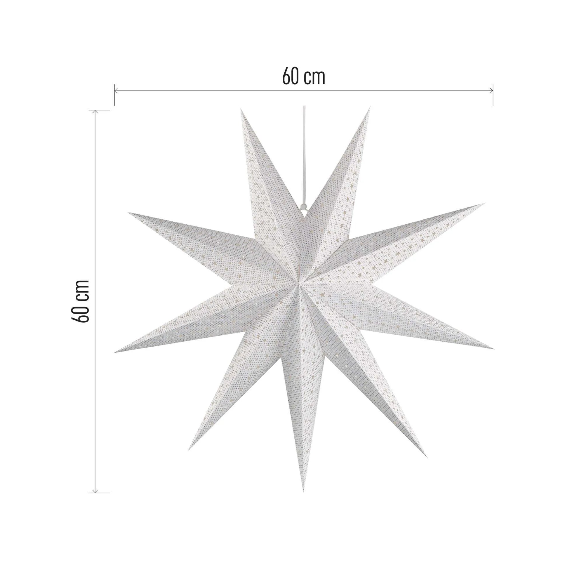 Božićna zvijezda od papira, bijela, viseća, 1xE14, IP20, 60cm