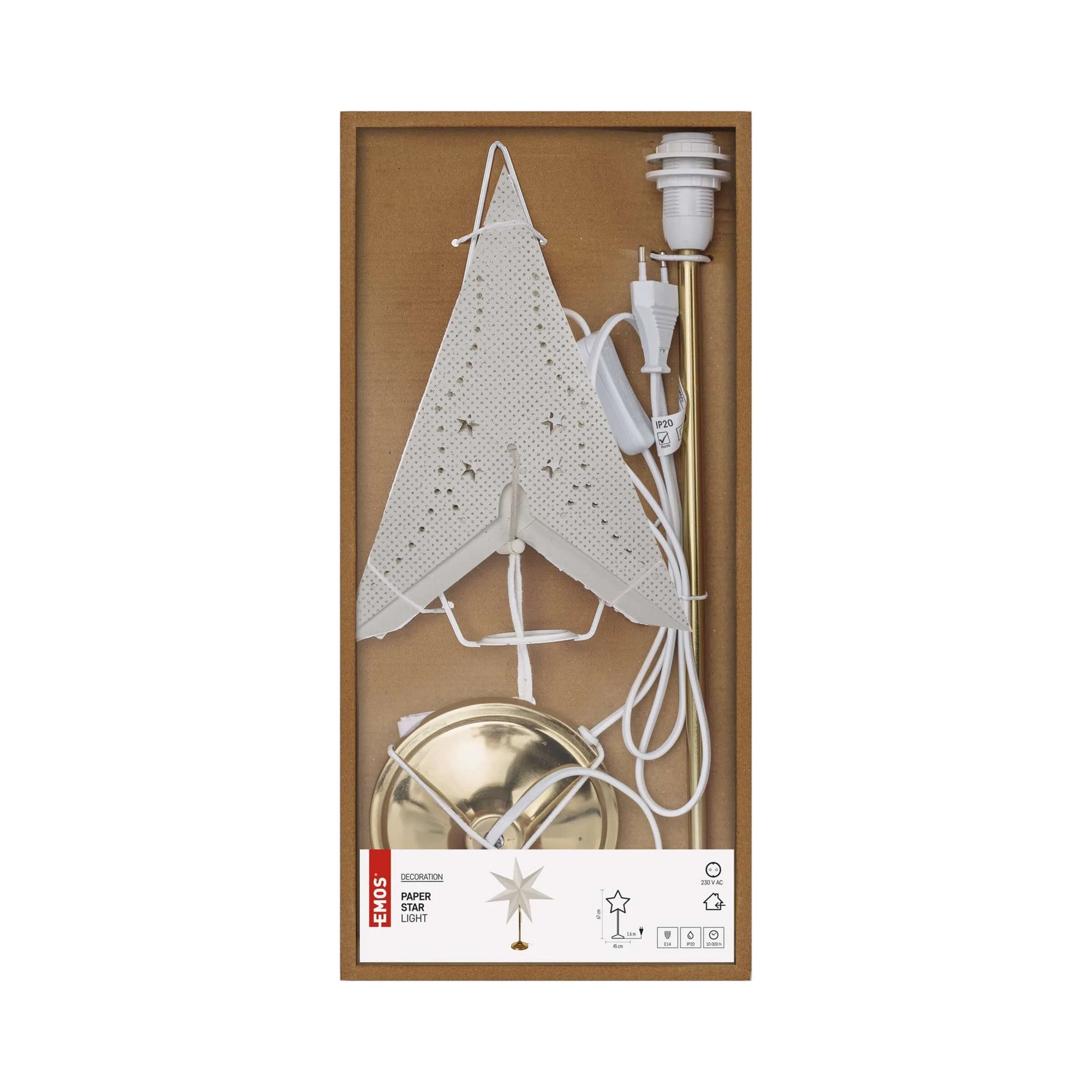Božićna zvijezda od papira, zlatno postolje, 1xE14, IP20